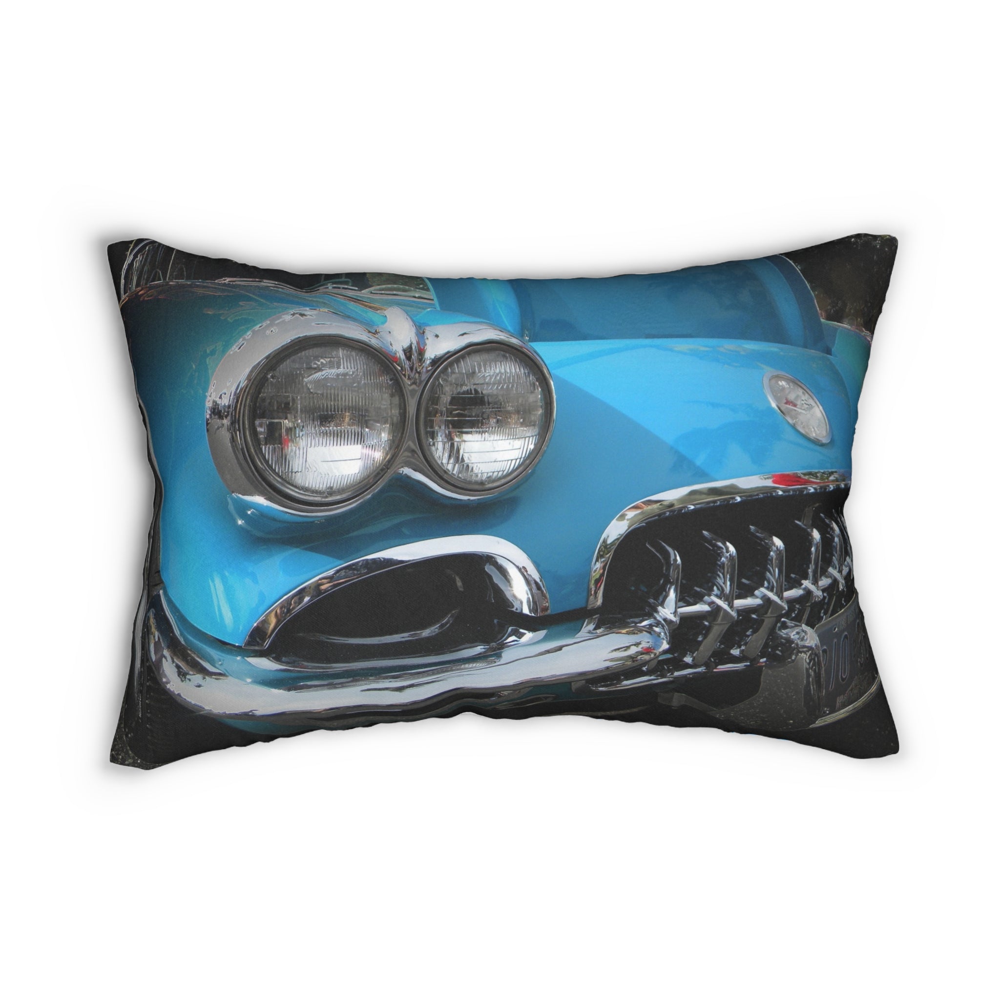 Custom Artwork Lumbar Pillow Blue Car
