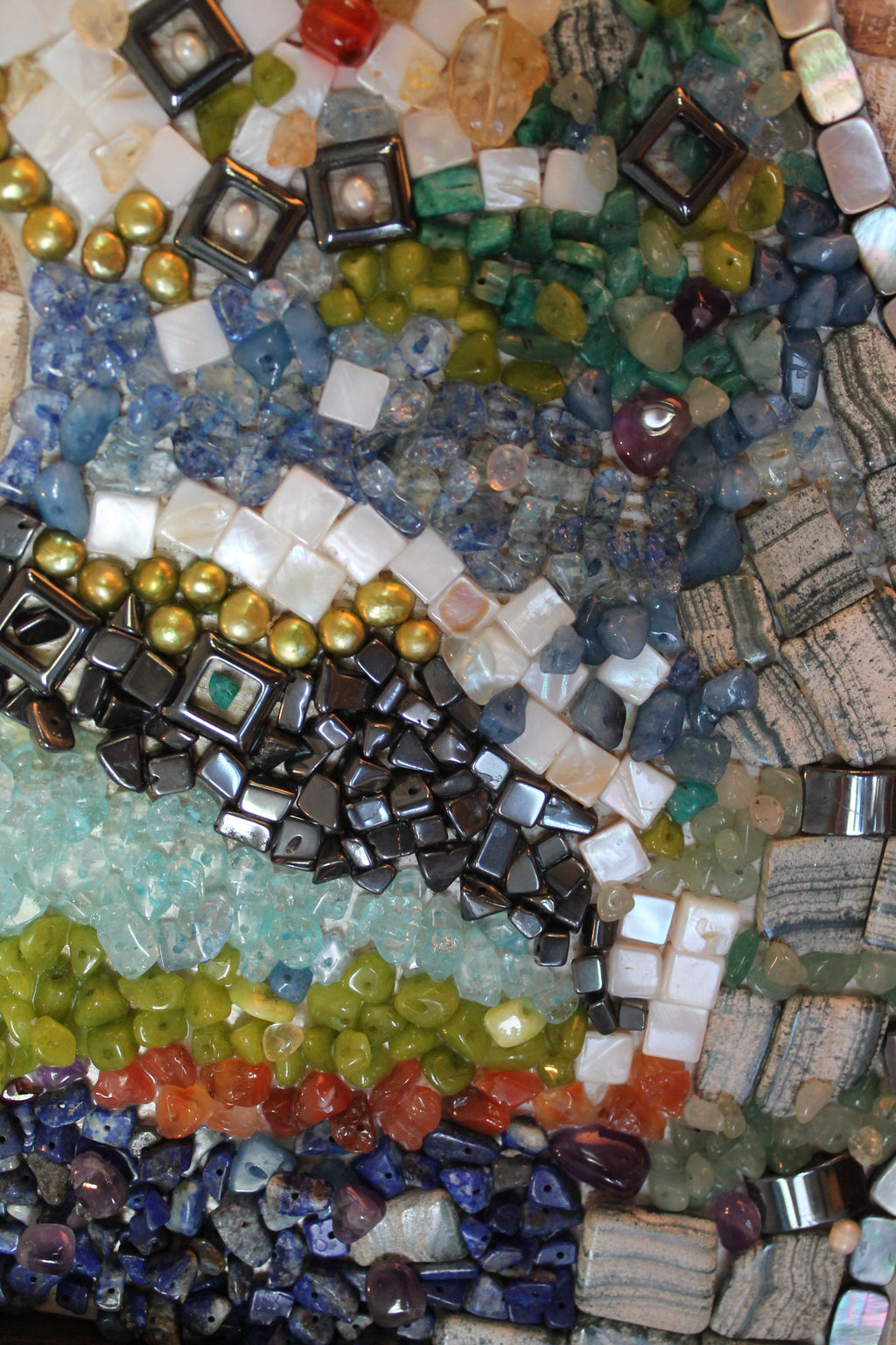 Mosaic Deer with Semiprecious Stones on Wood  - SOLD