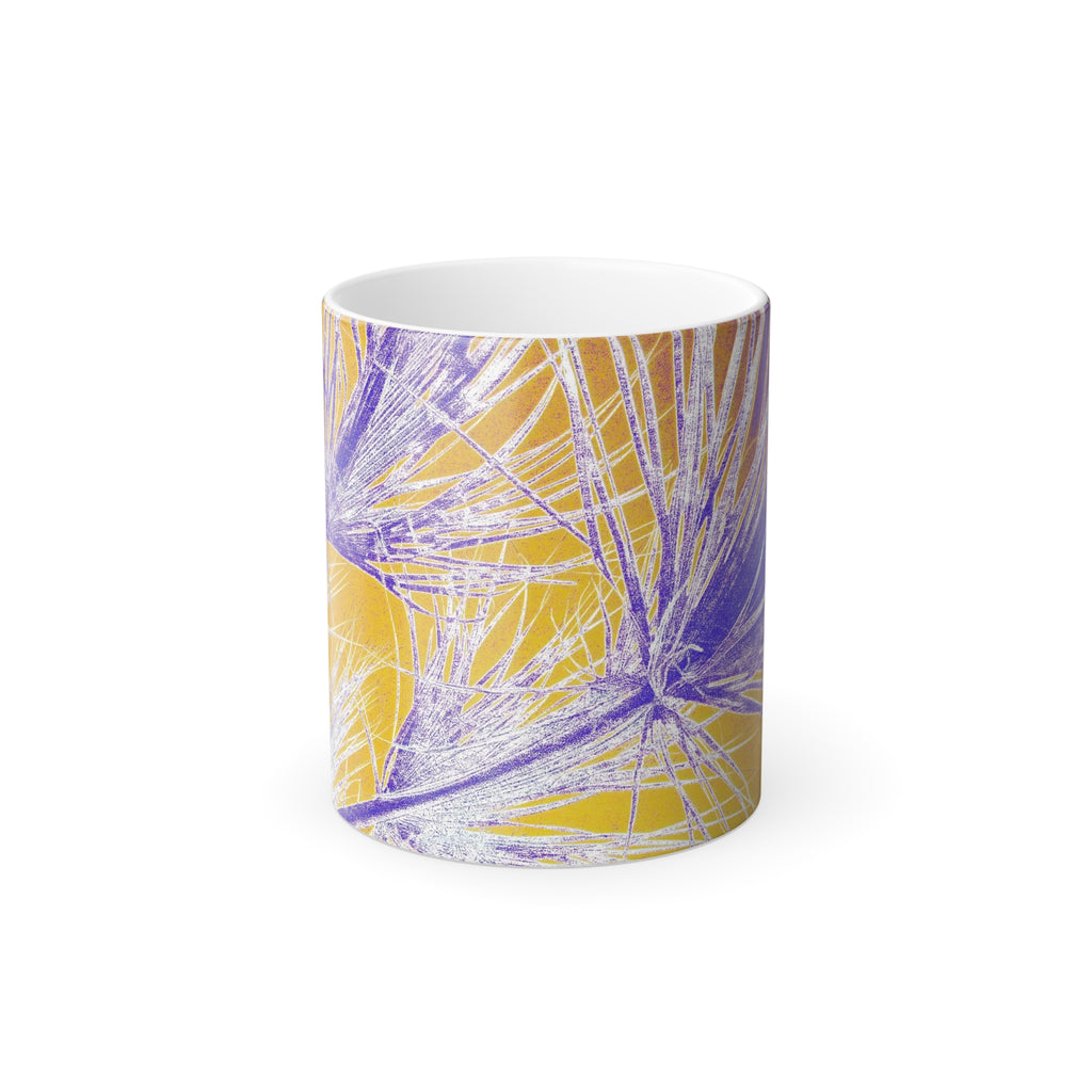 Yellow Palm Color Changing Mug 11oz — Artist Original Art, Free Shipping
