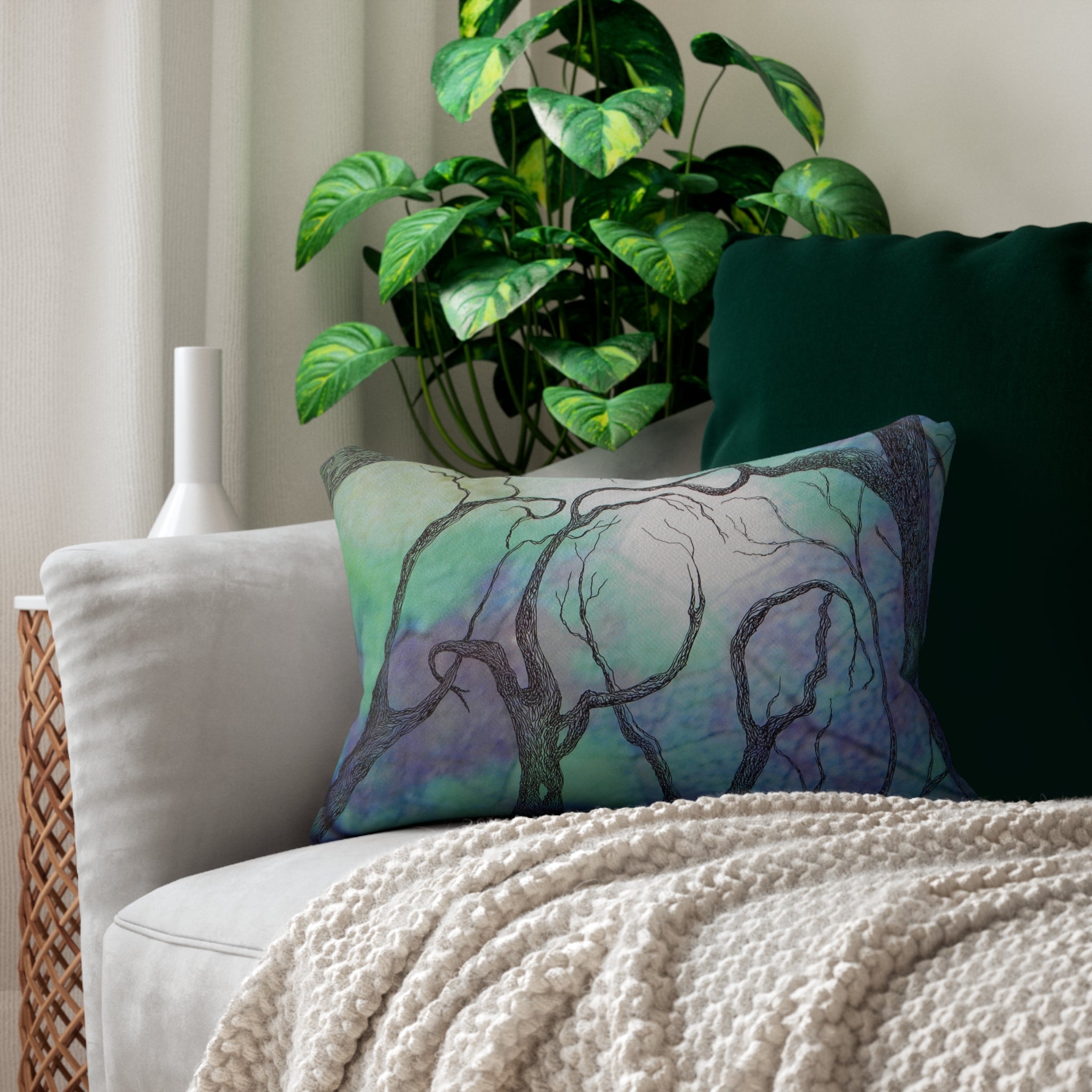 Custom Artwork Lumbar Pillow Blue/Lilac