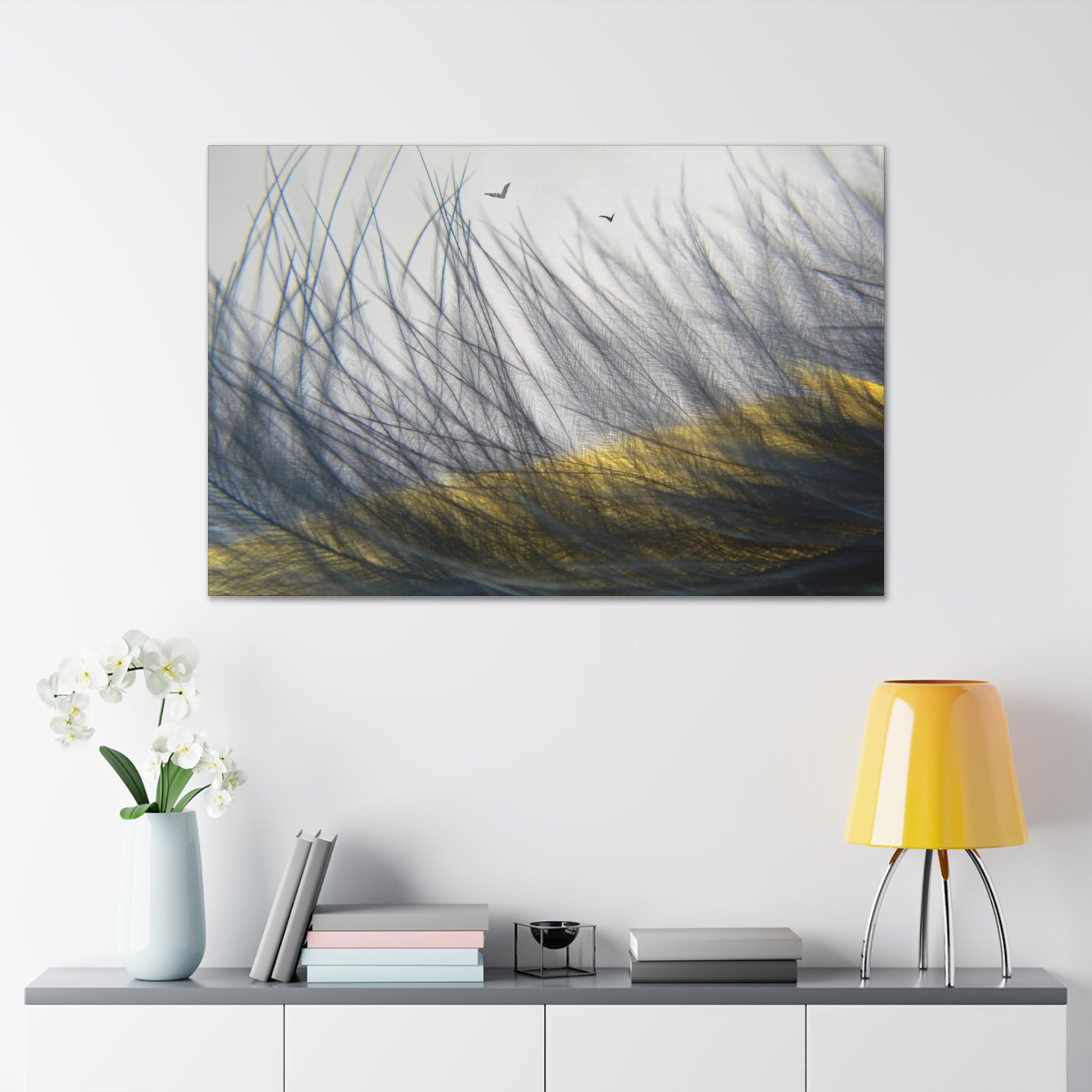 "Dunes"- Wall Art Canvas Print Gray/Yellow
