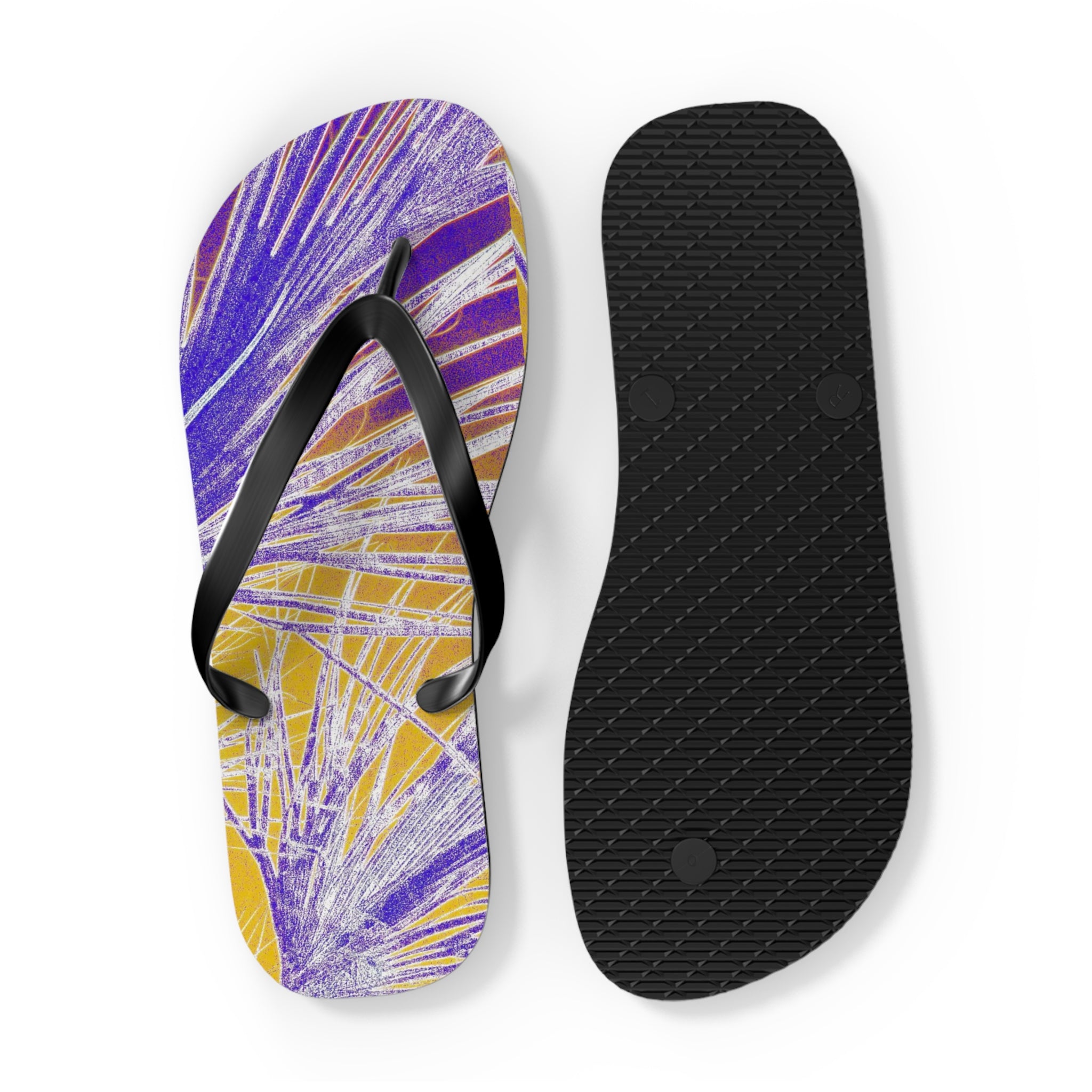 Yellow Purple Flip Flops