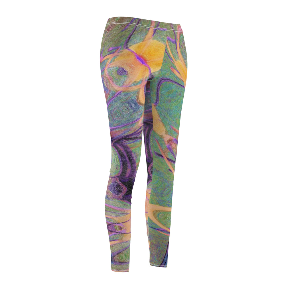 Colorful patterned leggings on a white background