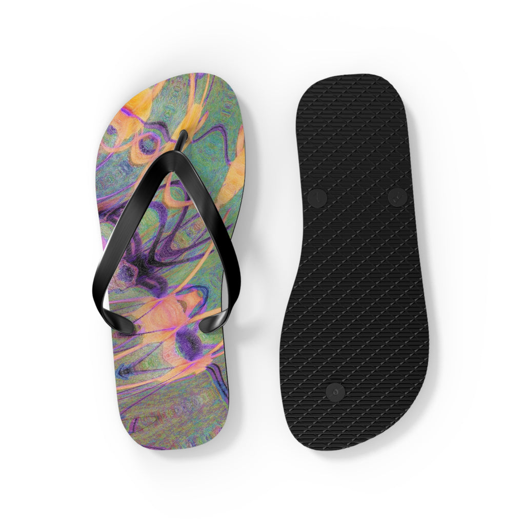 Green Pink Flip Flops