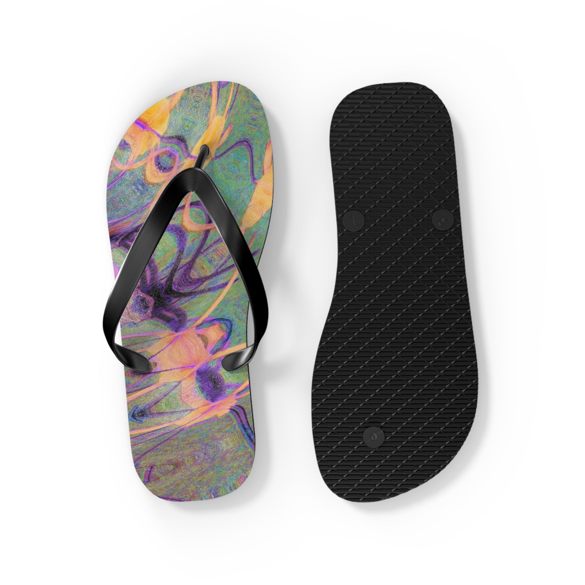 Green Pink Flip Flops