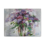 Canvas print of a floral painting with a vase of flowers on a white background