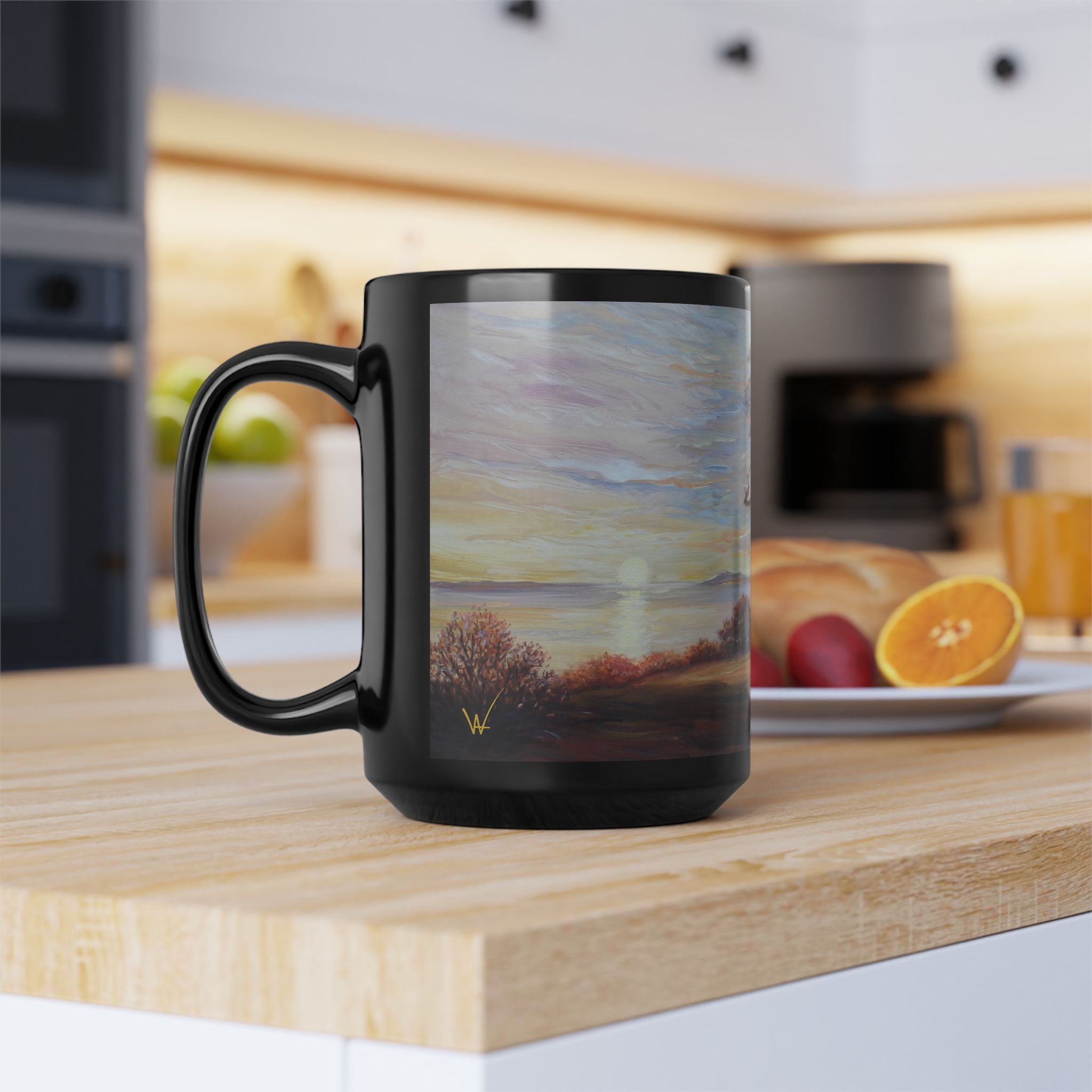 Scenic Black Mug - Artistic Tree Landscape Coffee Cup for Nature Lovers, Gift for Birthdays, Home Decor, Relaxation, Outdoor Enthusiasts