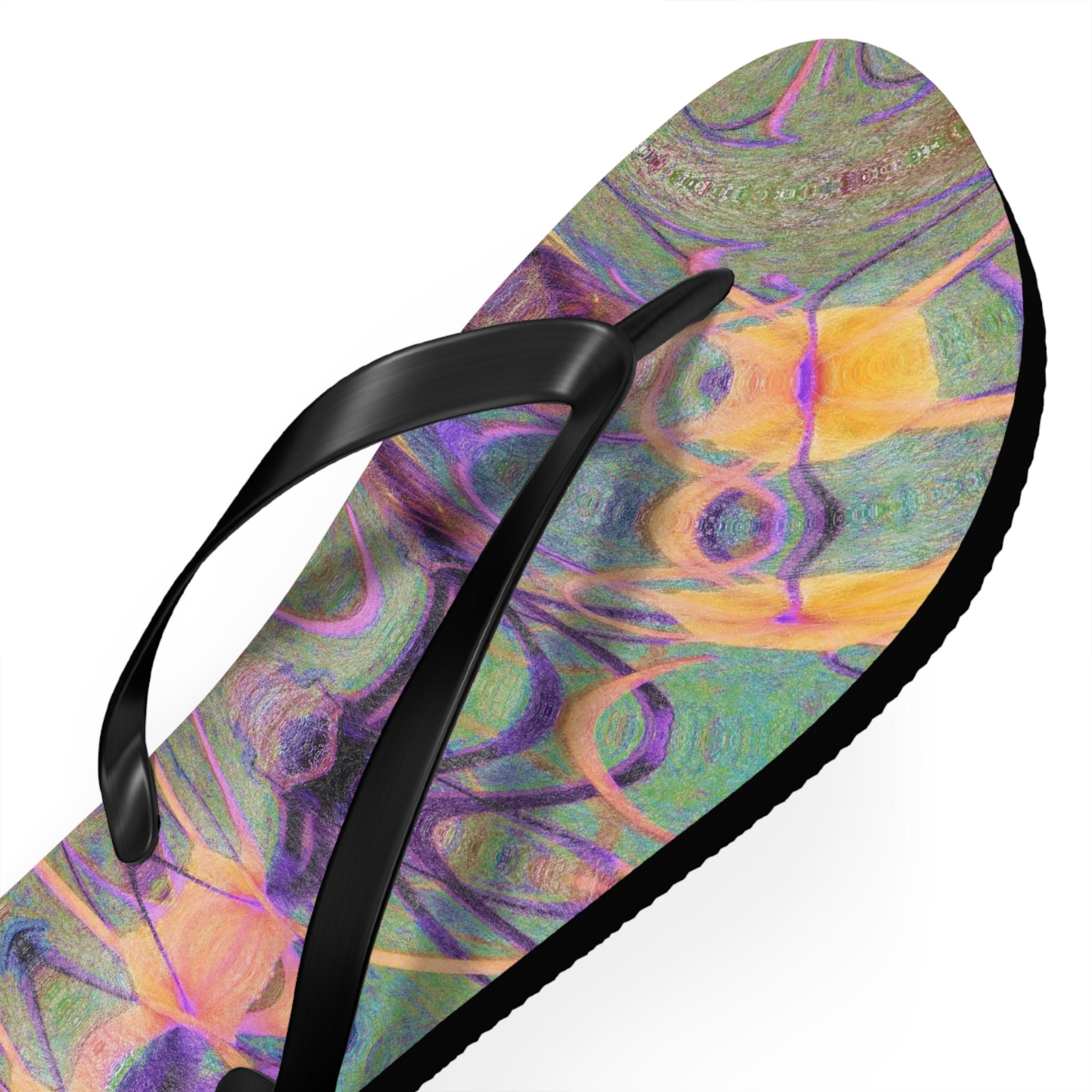 Green Pink Flip Flops