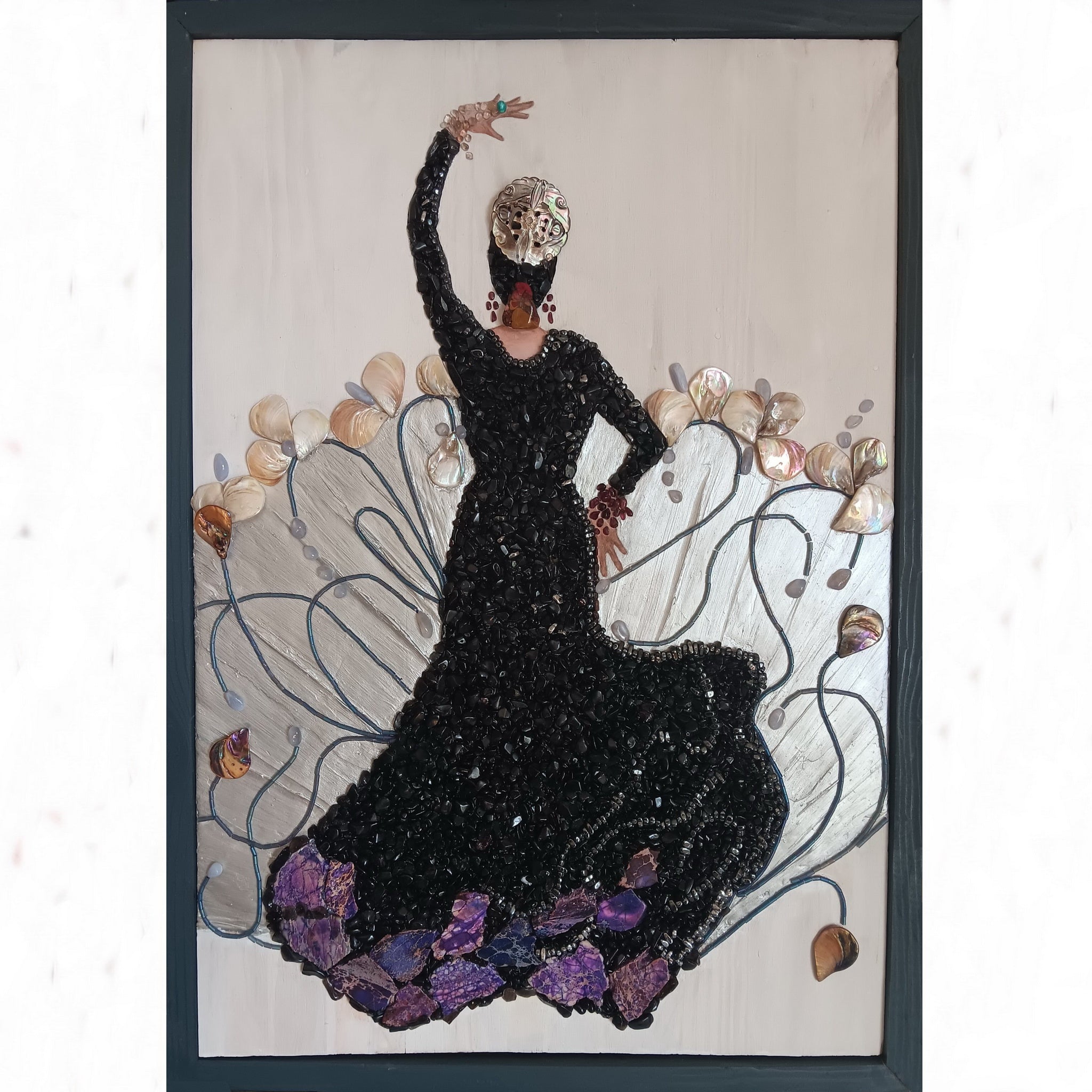 "My Carmen" Mosaic with Semiprecious Stones on Wood -  SOLD