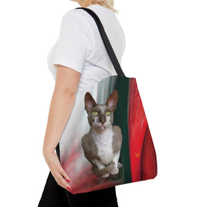 Custom Artwork Tote Bag Red/Ten/Black/Cat