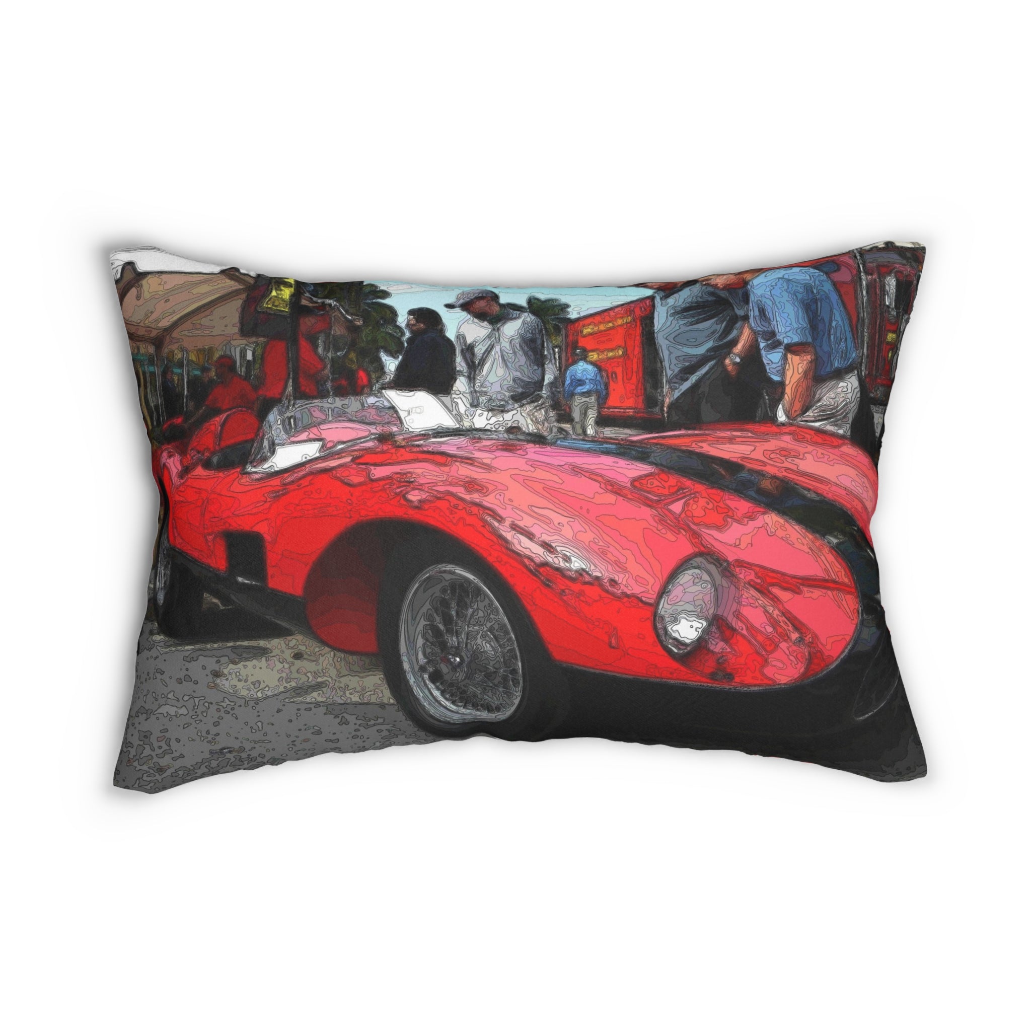 Custom Artwork Lumbar Pillow Red Black Car