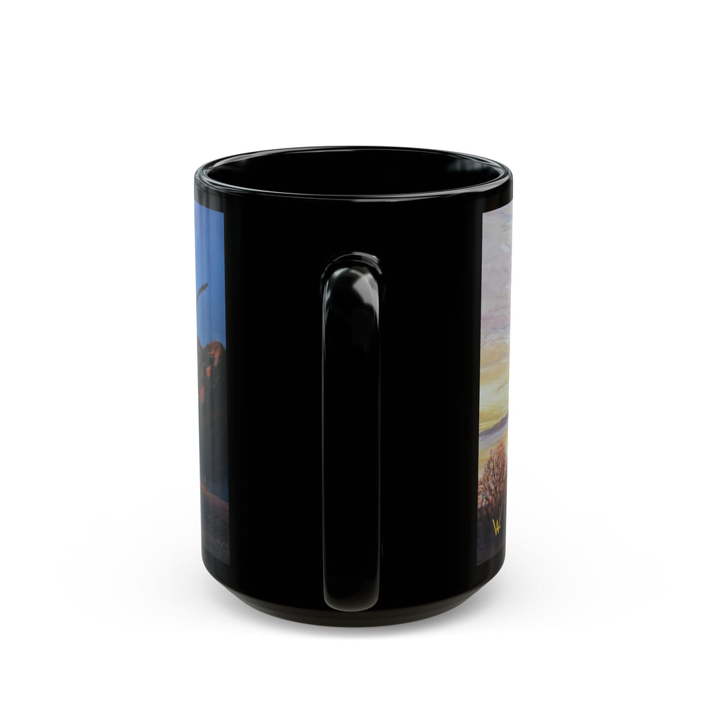 Scenic Black Mug - Artistic Tree Landscape Coffee Cup for Nature Lovers, Gift for Birthdays, Home Decor, Relaxation, Outdoor Enthusiasts