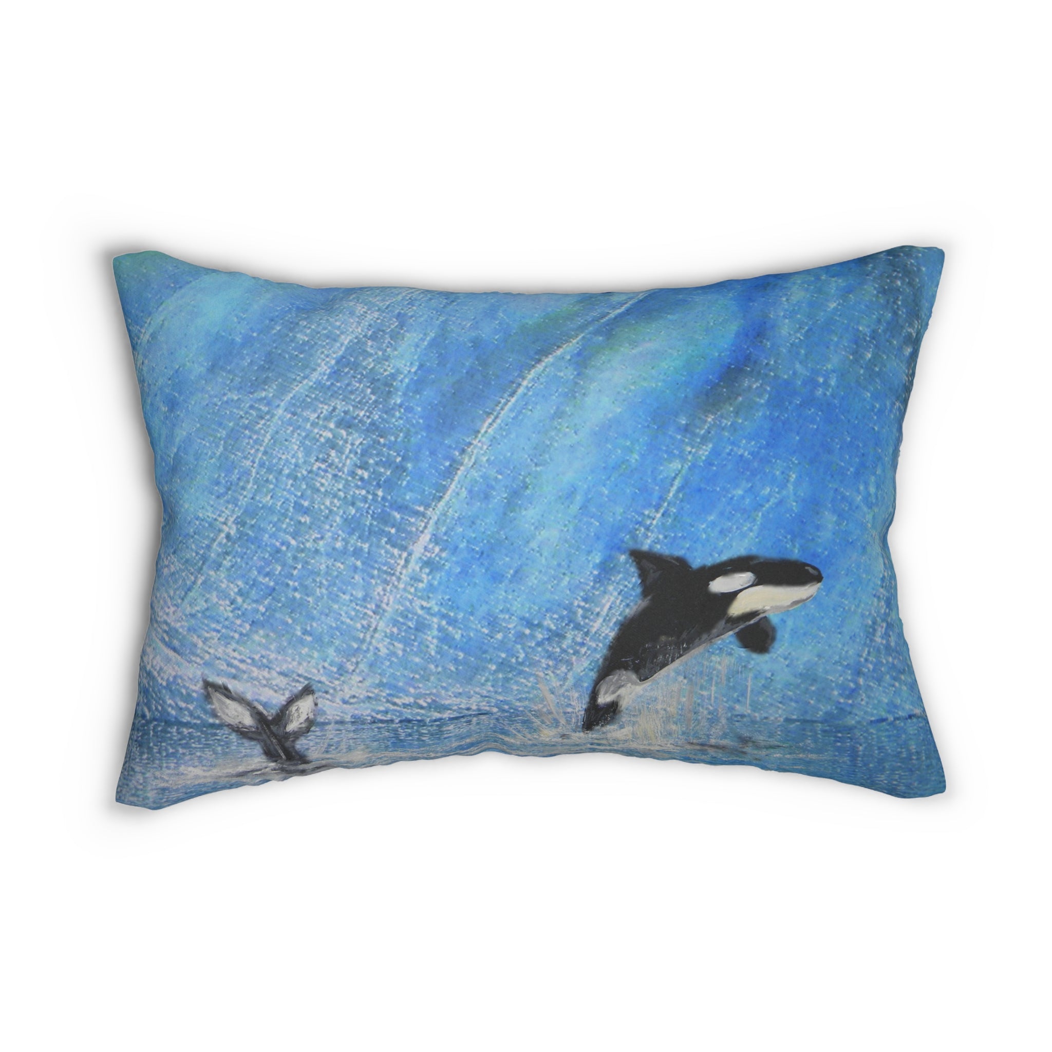 Custom Artwork Lumbar Pillow Blue/Black