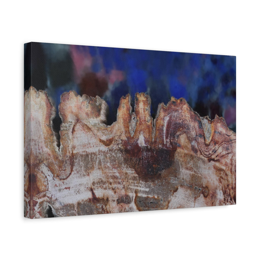 Canvas print of a textured, multicolored surface with a dark background