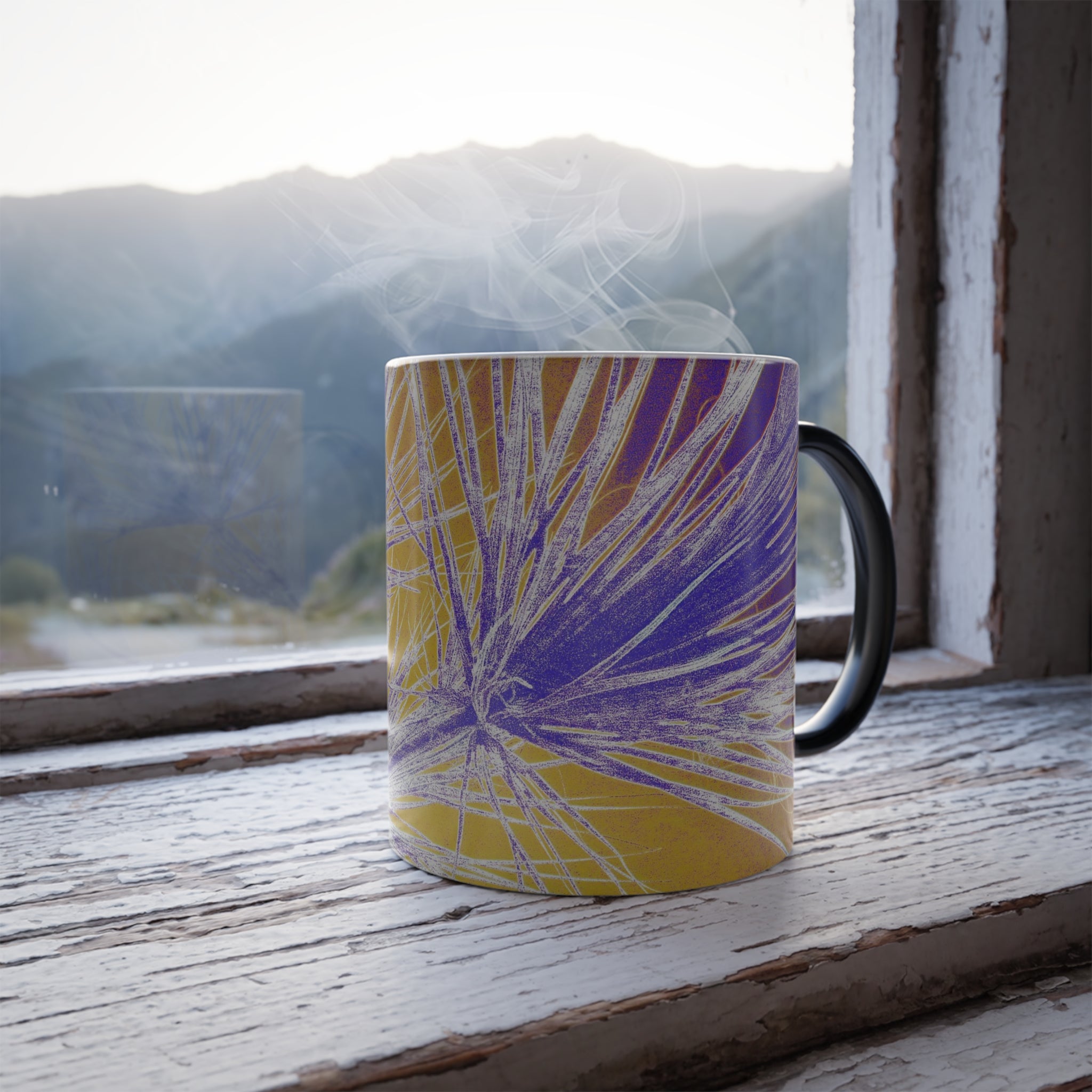 Yellow Palm Color Changing Mug 11oz — Artist Original Art, Free Shipping