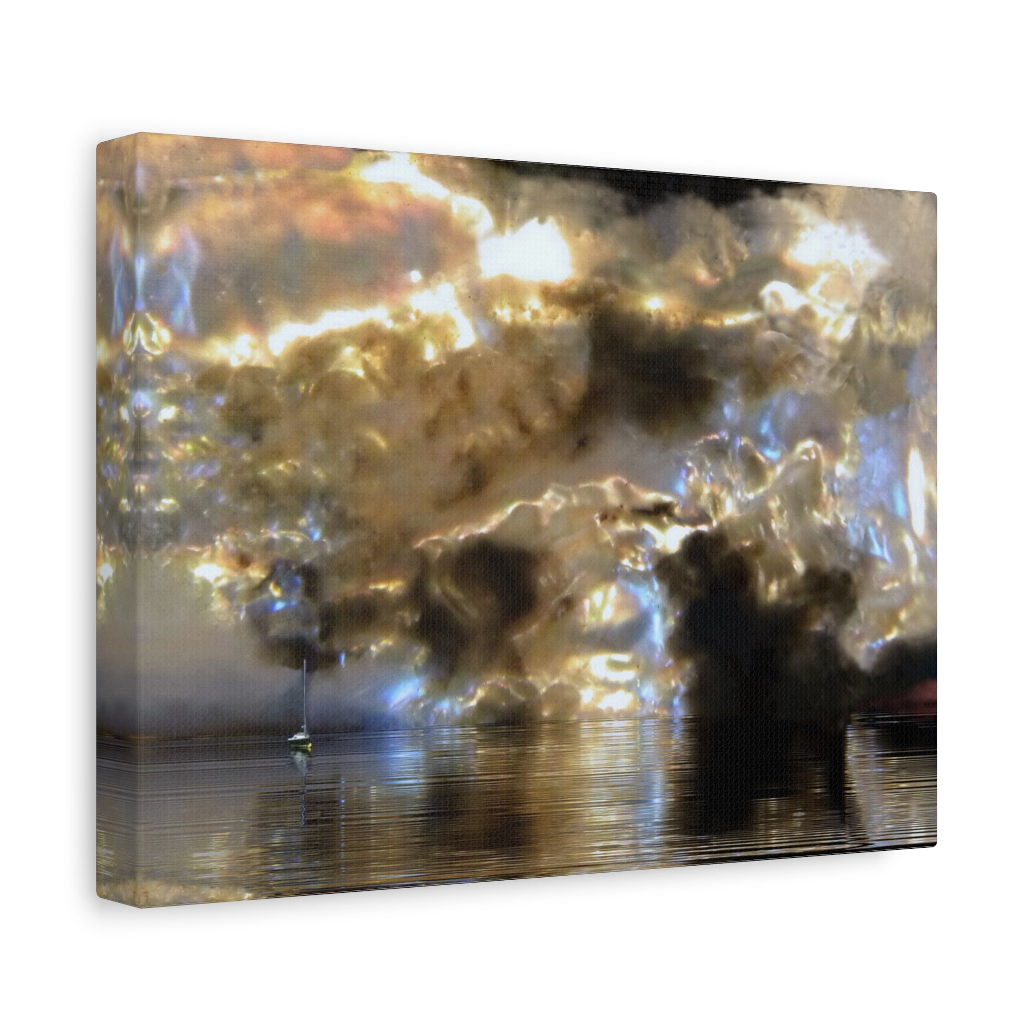 Reflective surface with water and cloud reflections