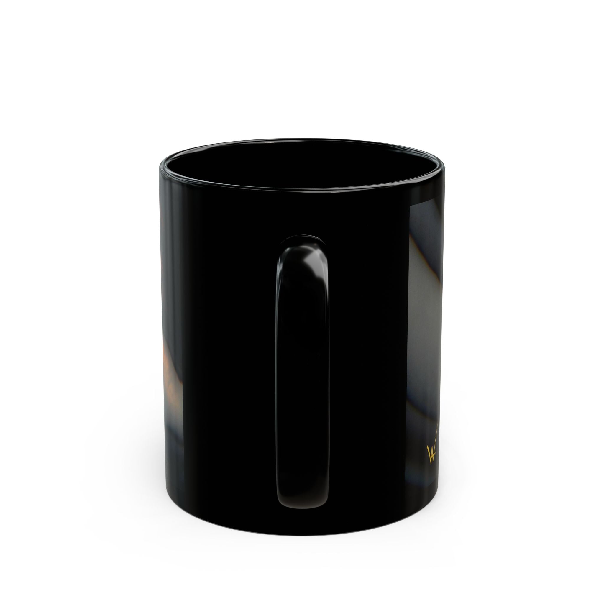 Black mug with a handle 