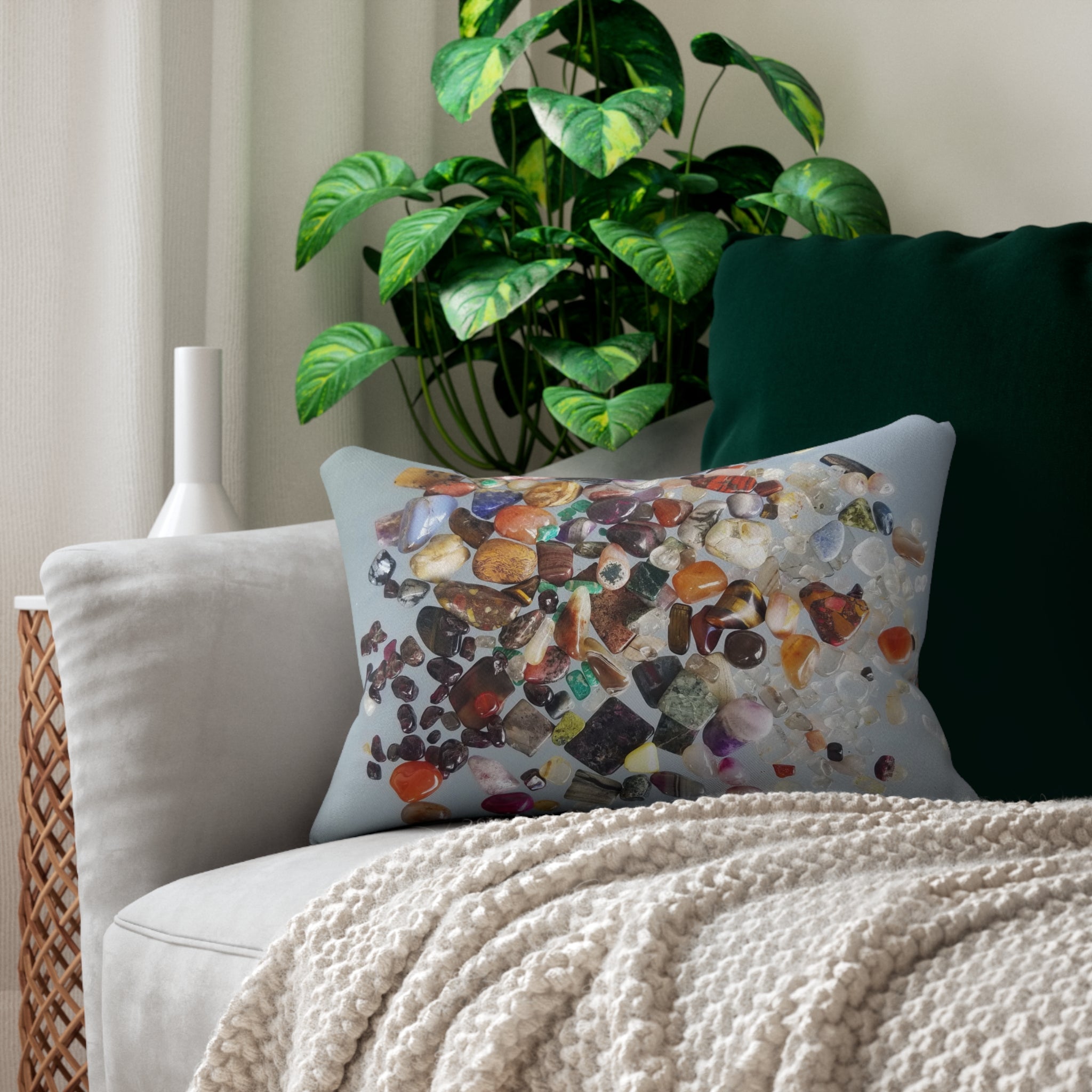 Custom Artwork Lumbar Pillow Gray