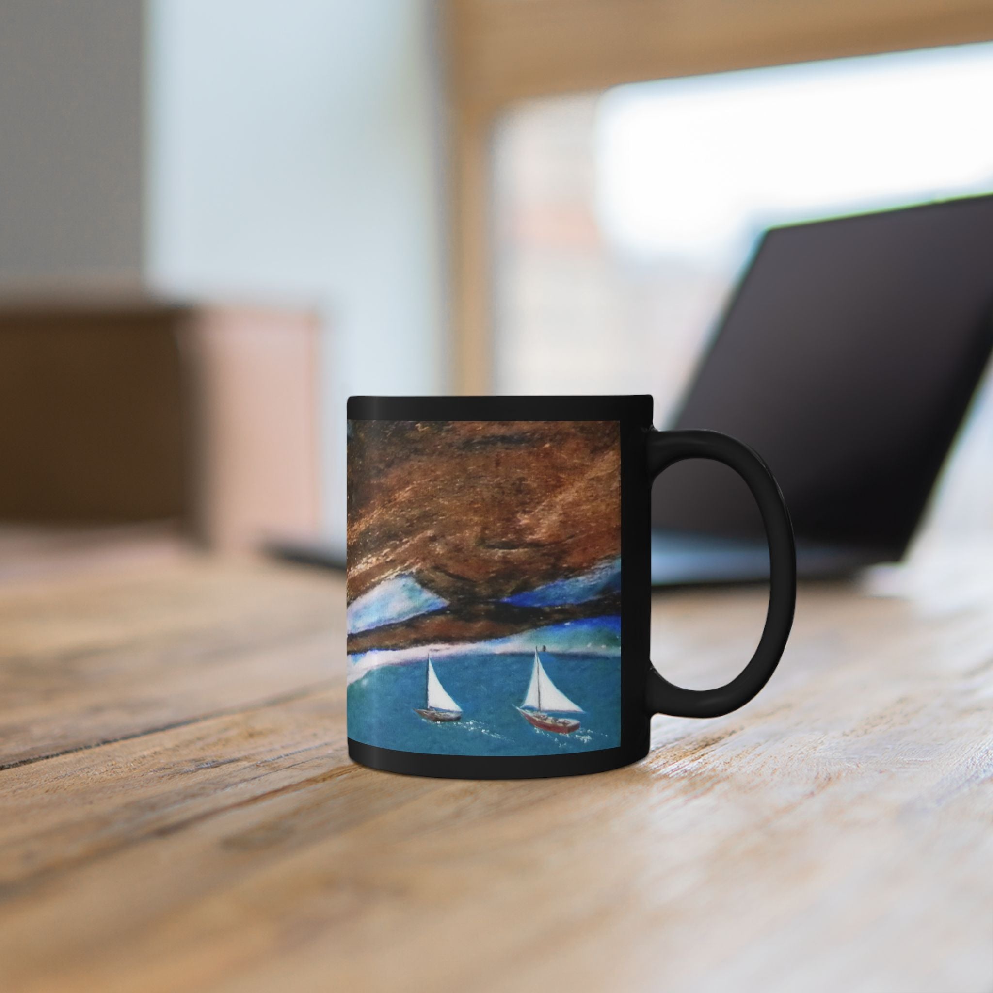 Scenic Sailboat Mug, Ocean View Coffee Cup, Nautical Gift, Art Print Mug, Sailor's Keepsake, Beach Lovers Mug