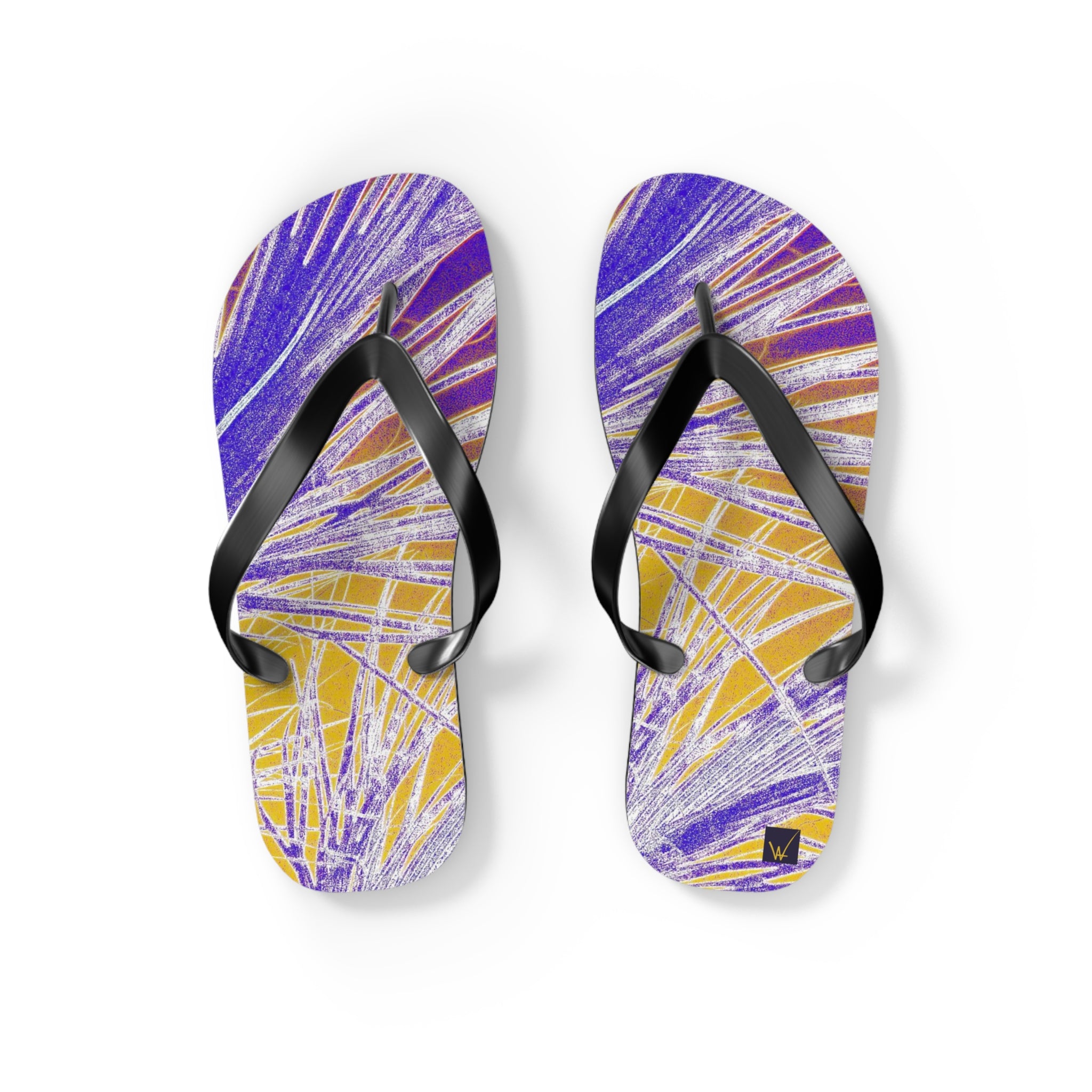 Yellow Purple Flip Flops