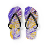 Unique Custom Artwork Flip Flops Palm/Yellow/Lilac