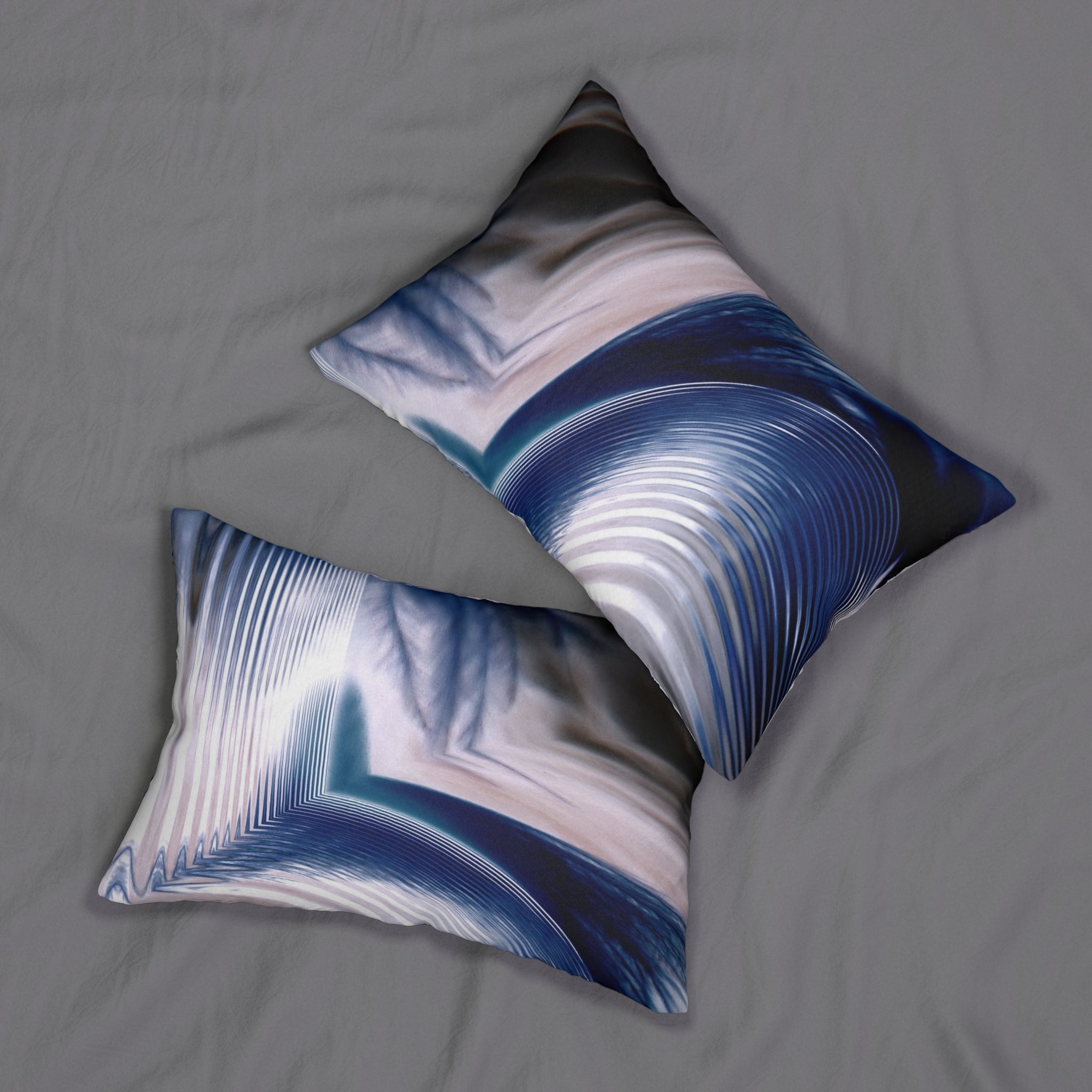Custom Artwork Lumbar Pillow Blue/White