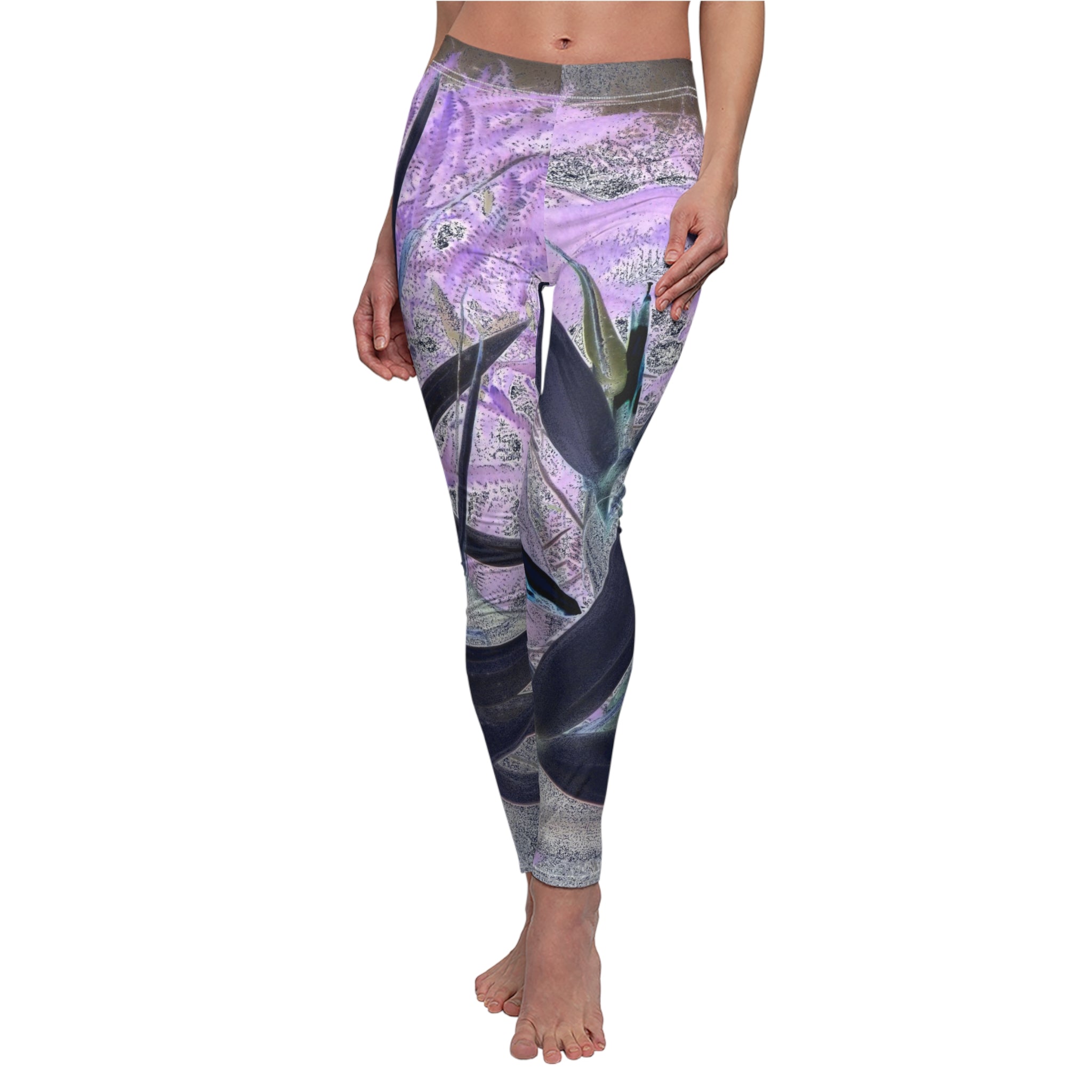 Leggings with a floral pattern on a white background