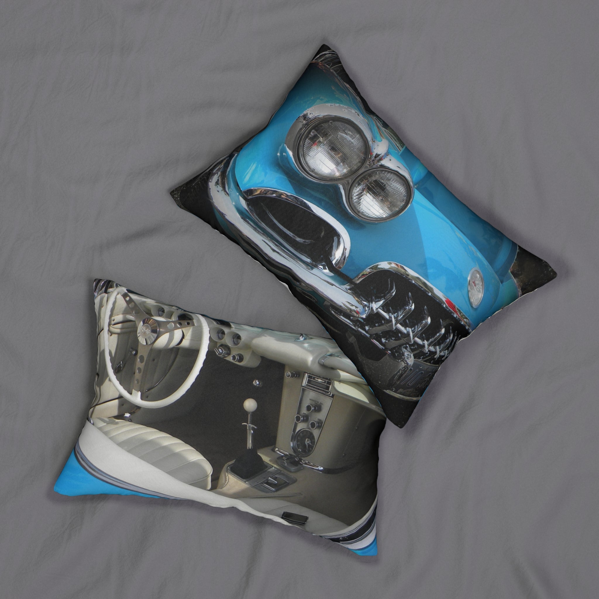 Custom Artwork Lumbar Pillow Blue Car