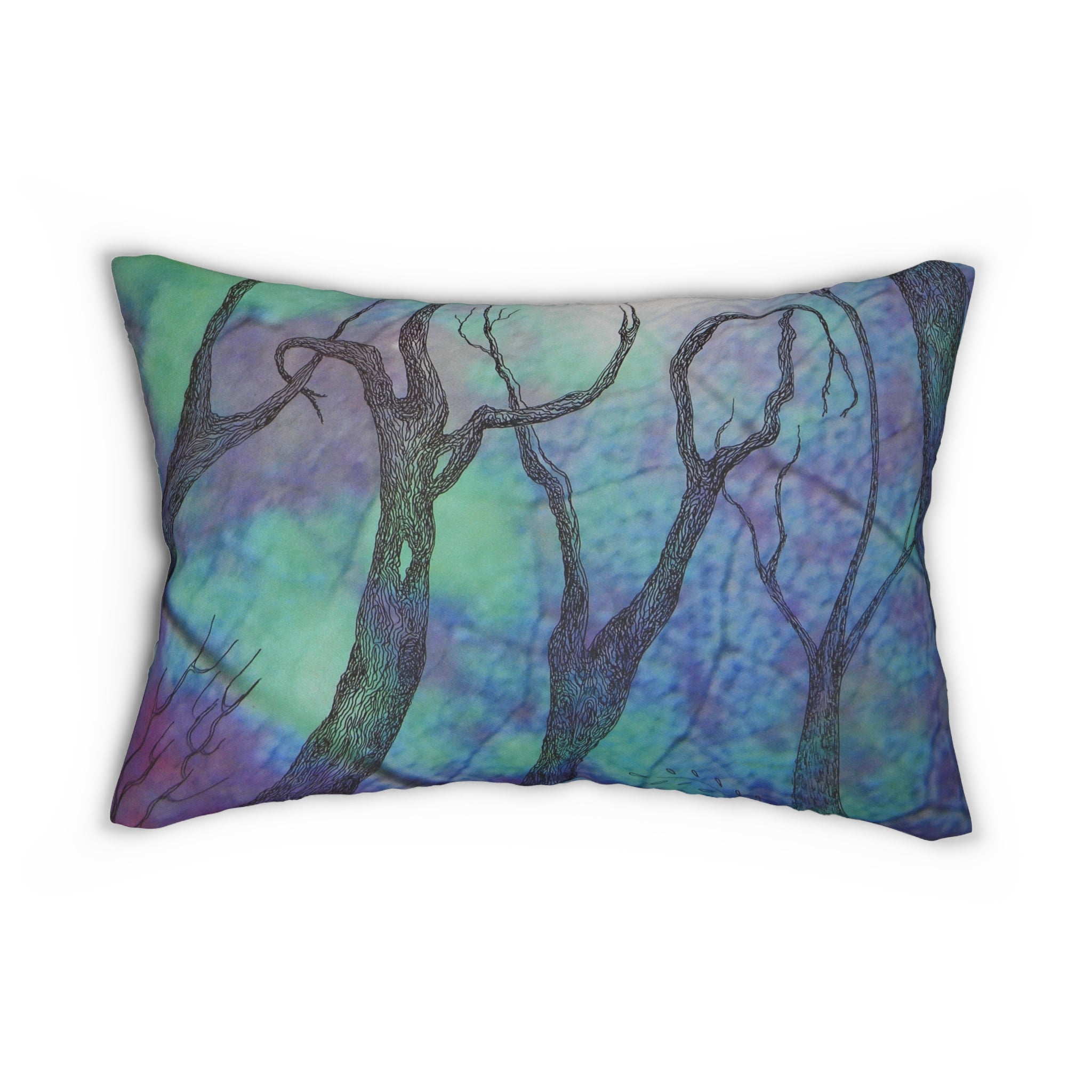Custom Artwork Lumbar Pillow Blue/Lilac