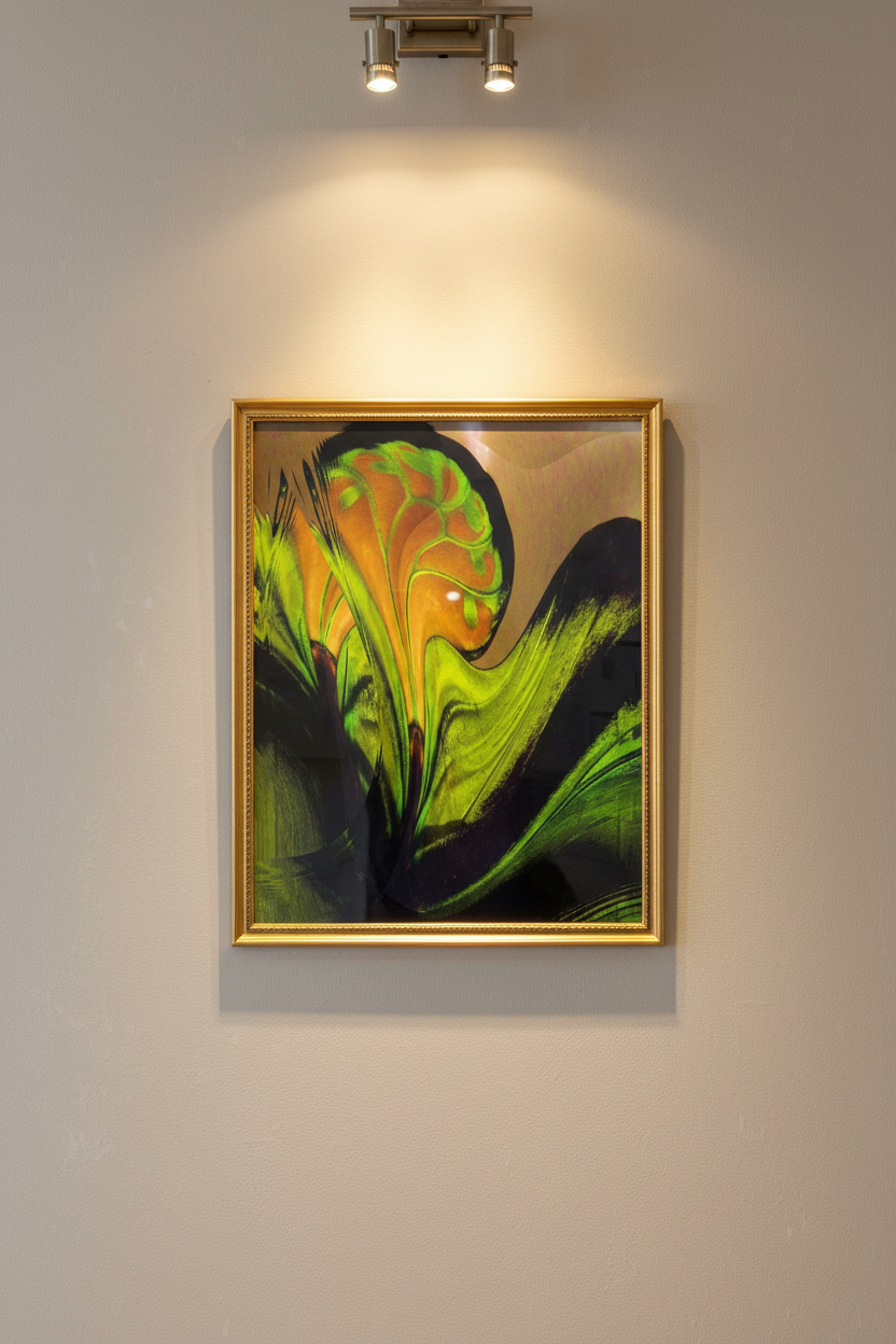 Abstract Botanical Art in Golden Frame