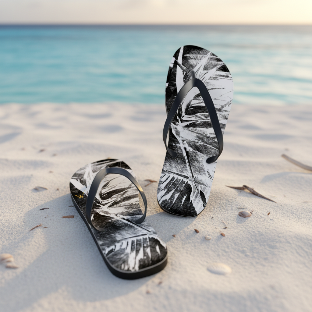 Artsy White Flip Flops
