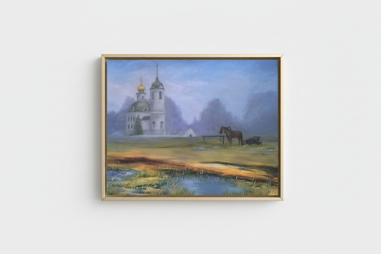 Artwork in Thin Light Gold Frame - Large Product Shot