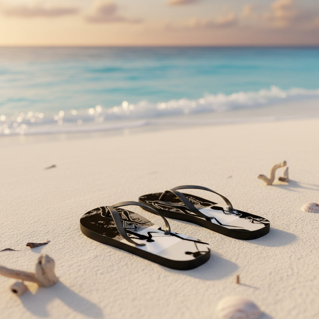 Black & White Flip Flops