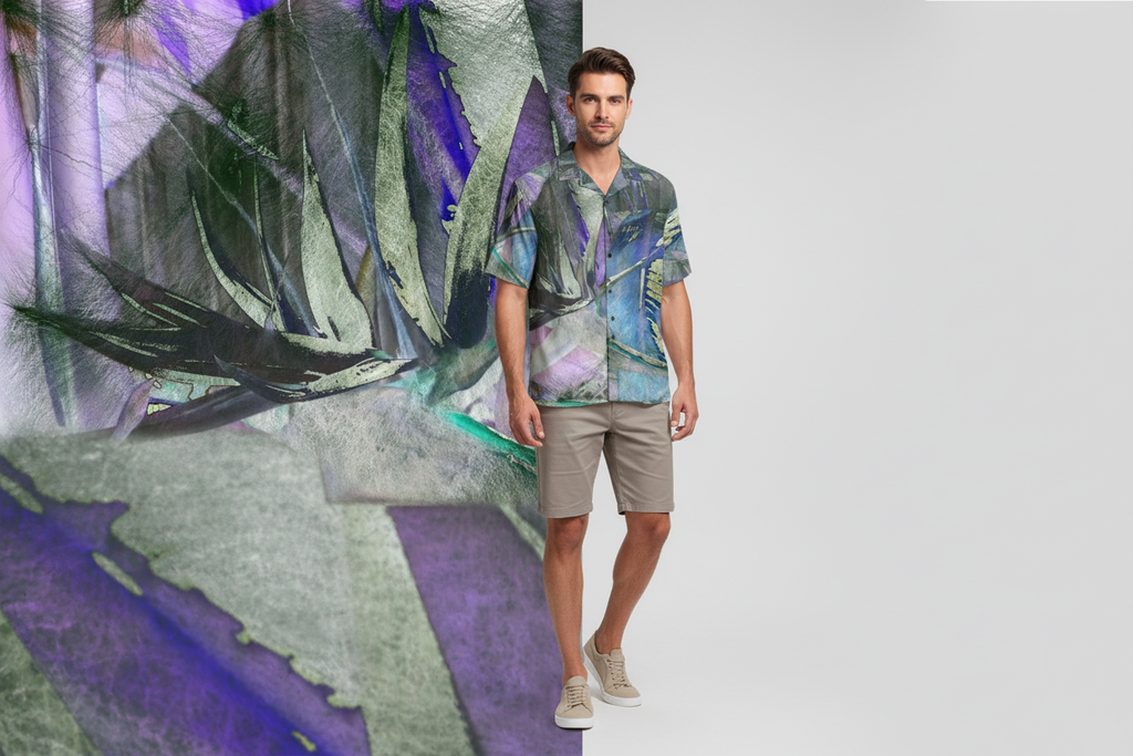 Blue Lilac Hawaiian Shirt Shorts Centered