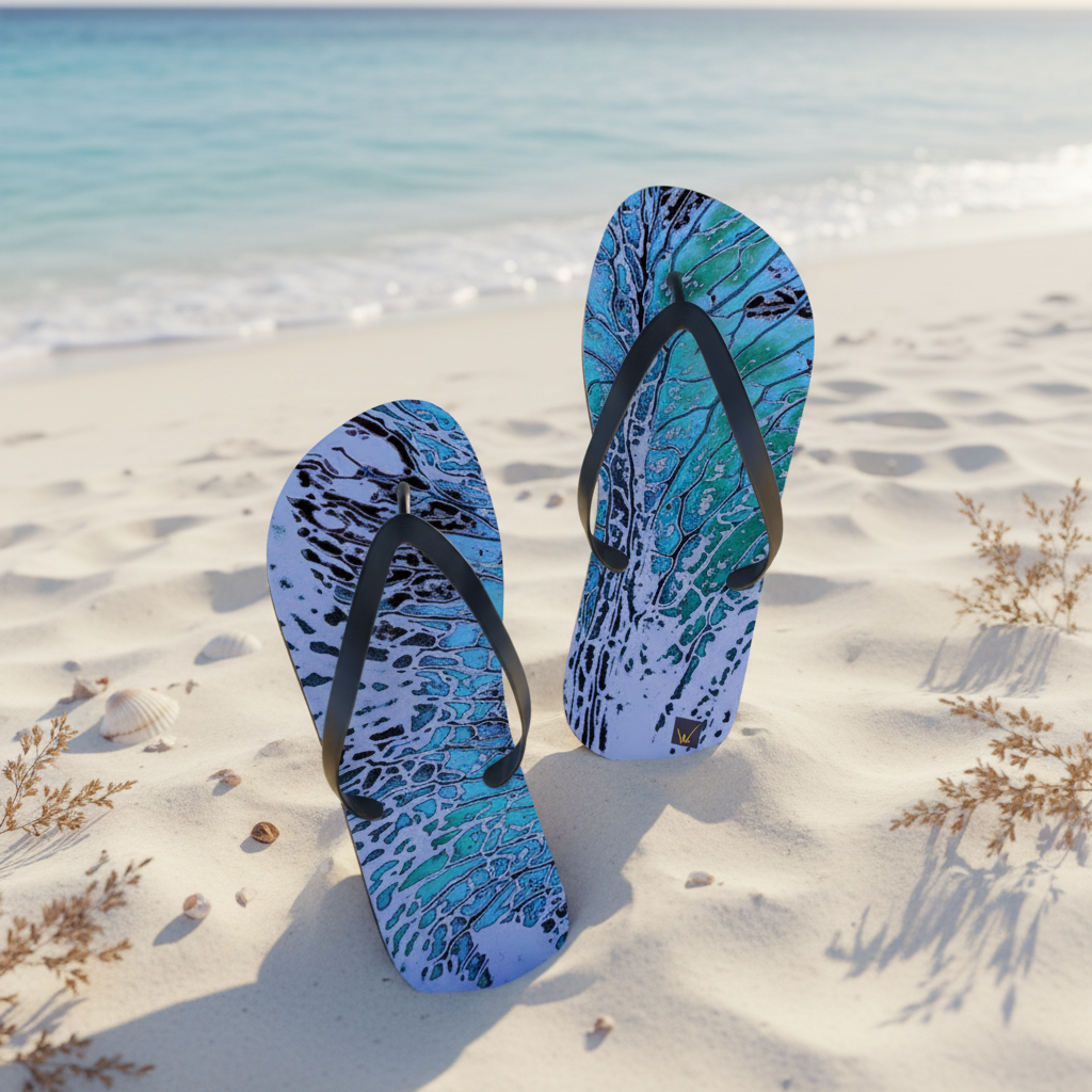 Colorful Blue Flip Flops