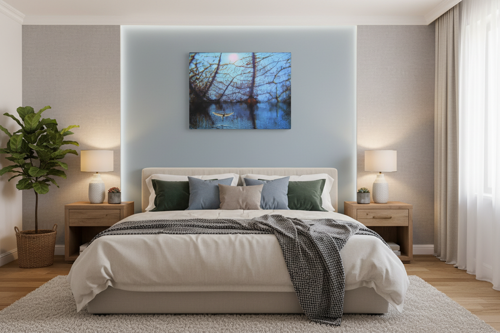 Florida Evergreens Canvas in Bedroom