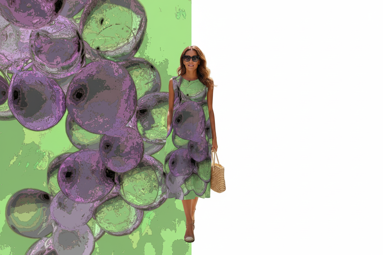 Green Dress with Grape Art - Correct