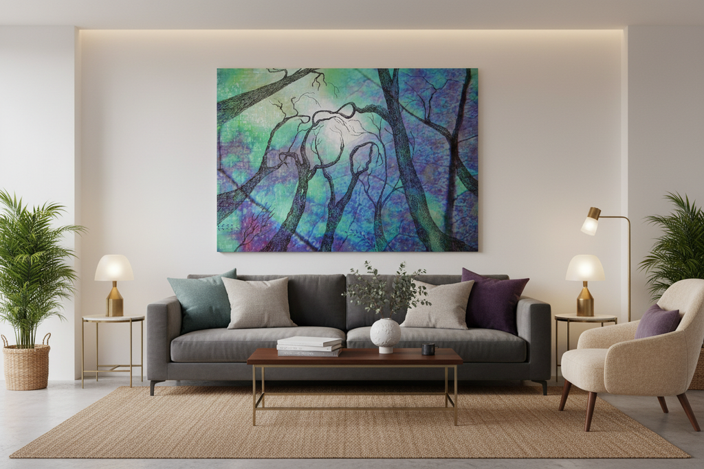 Beautiful  artwork displayed in a modern living room