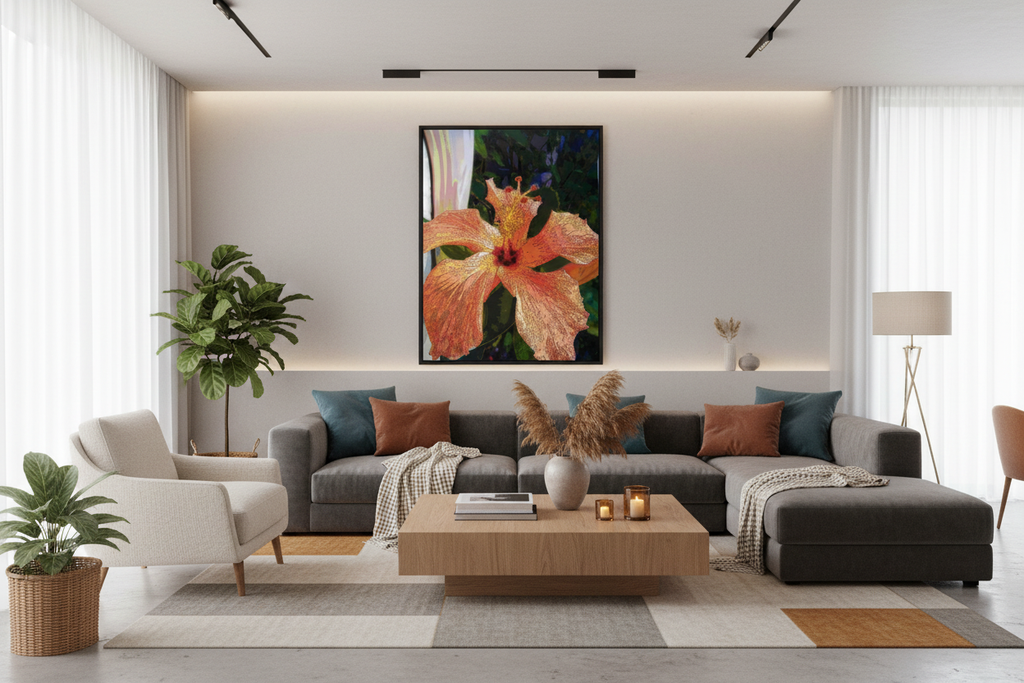 Artwork displayed in a modern living room
