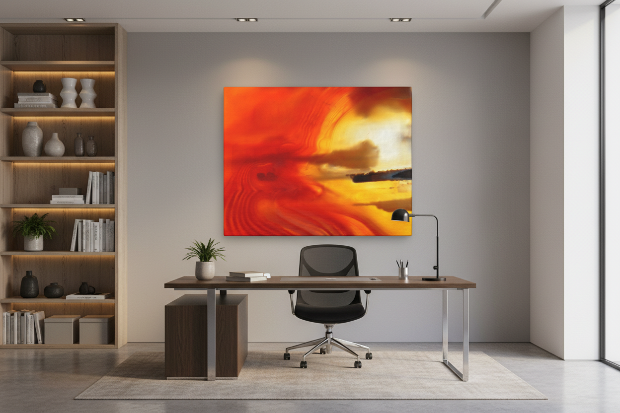 Artwork displayed in sophisticated modern office space