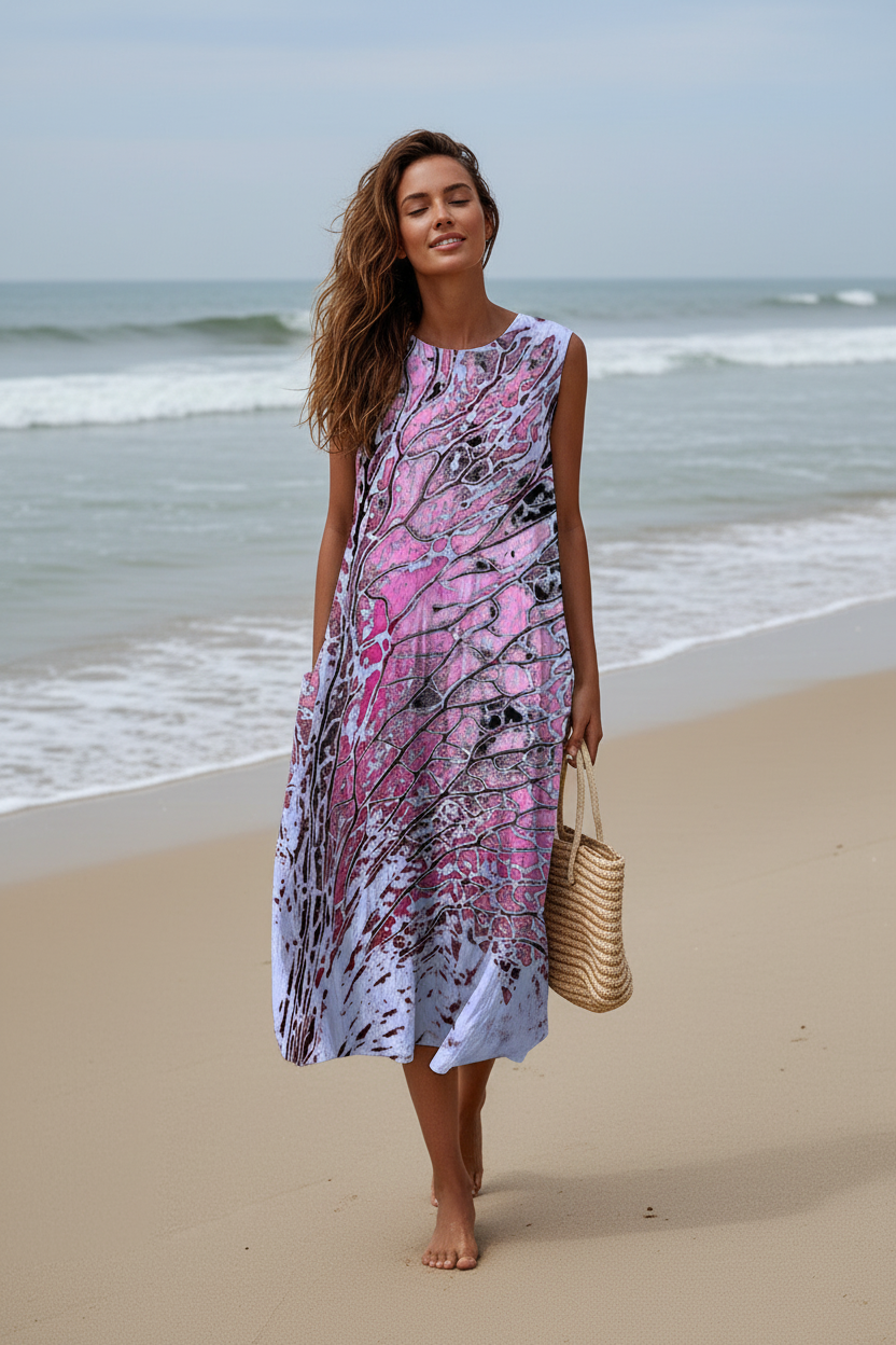Woman walking on beach - full body