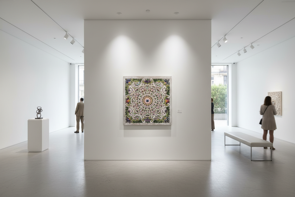 Glorious mosaic artwork displayed in an elegant art gallery
