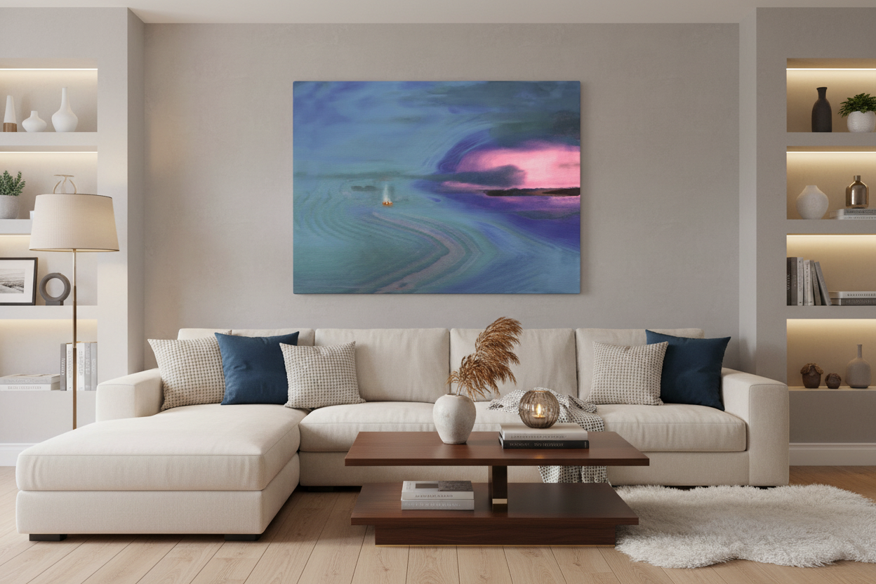 Florida Keys Canvas Art displayed in a living room setting