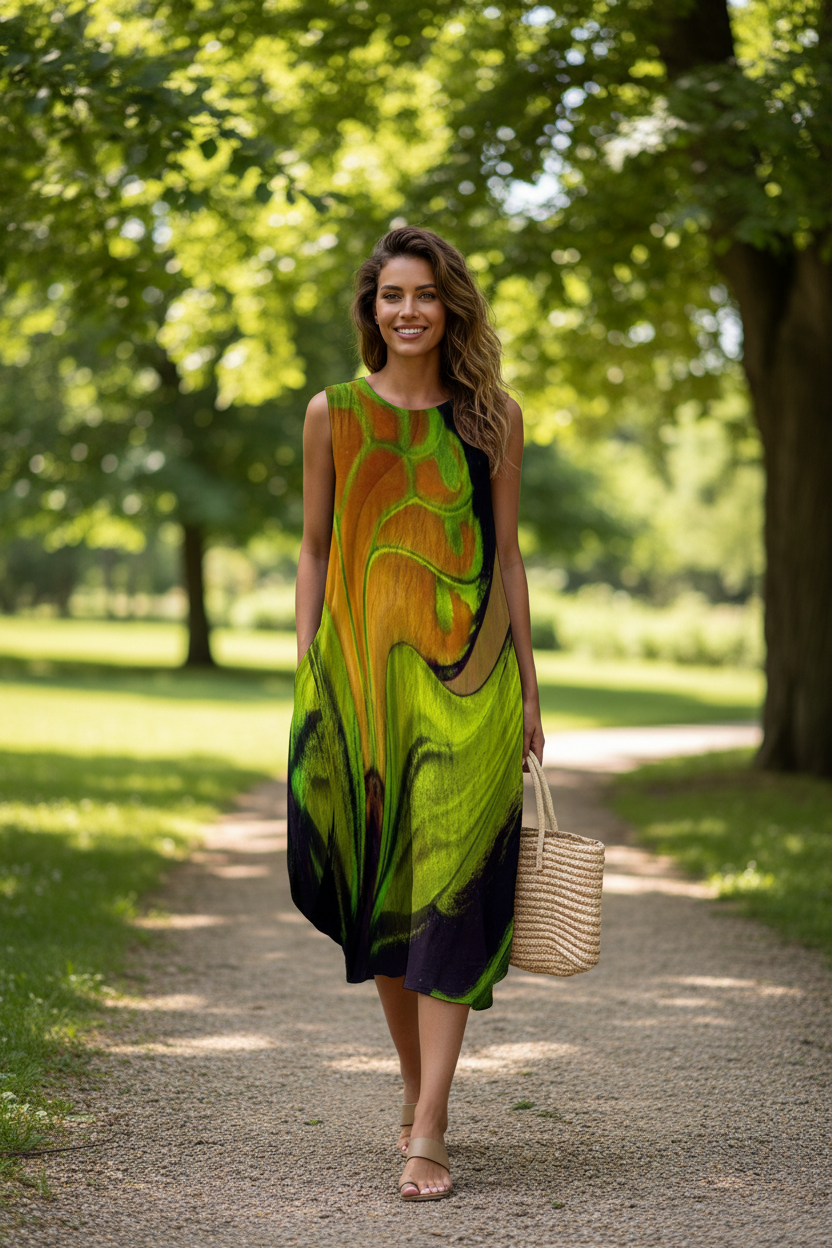 Woman walking in park - full body