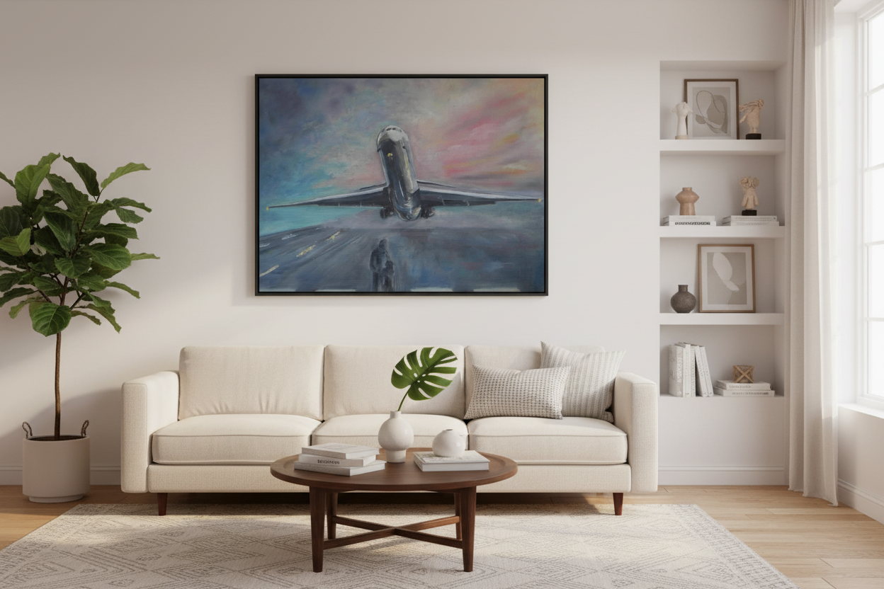Framed artwork displayed in elegant living room