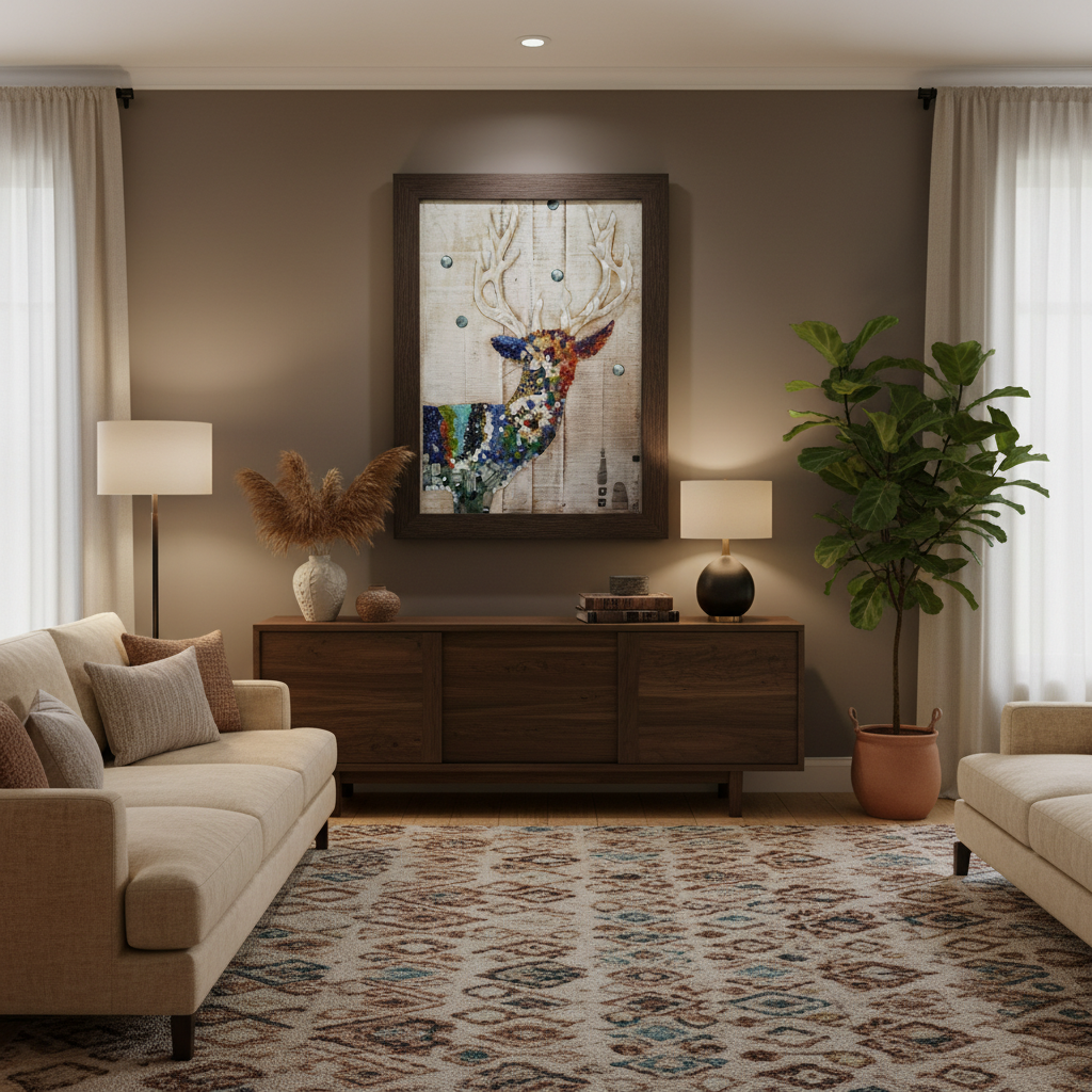 Mosaic Deer in Living Room