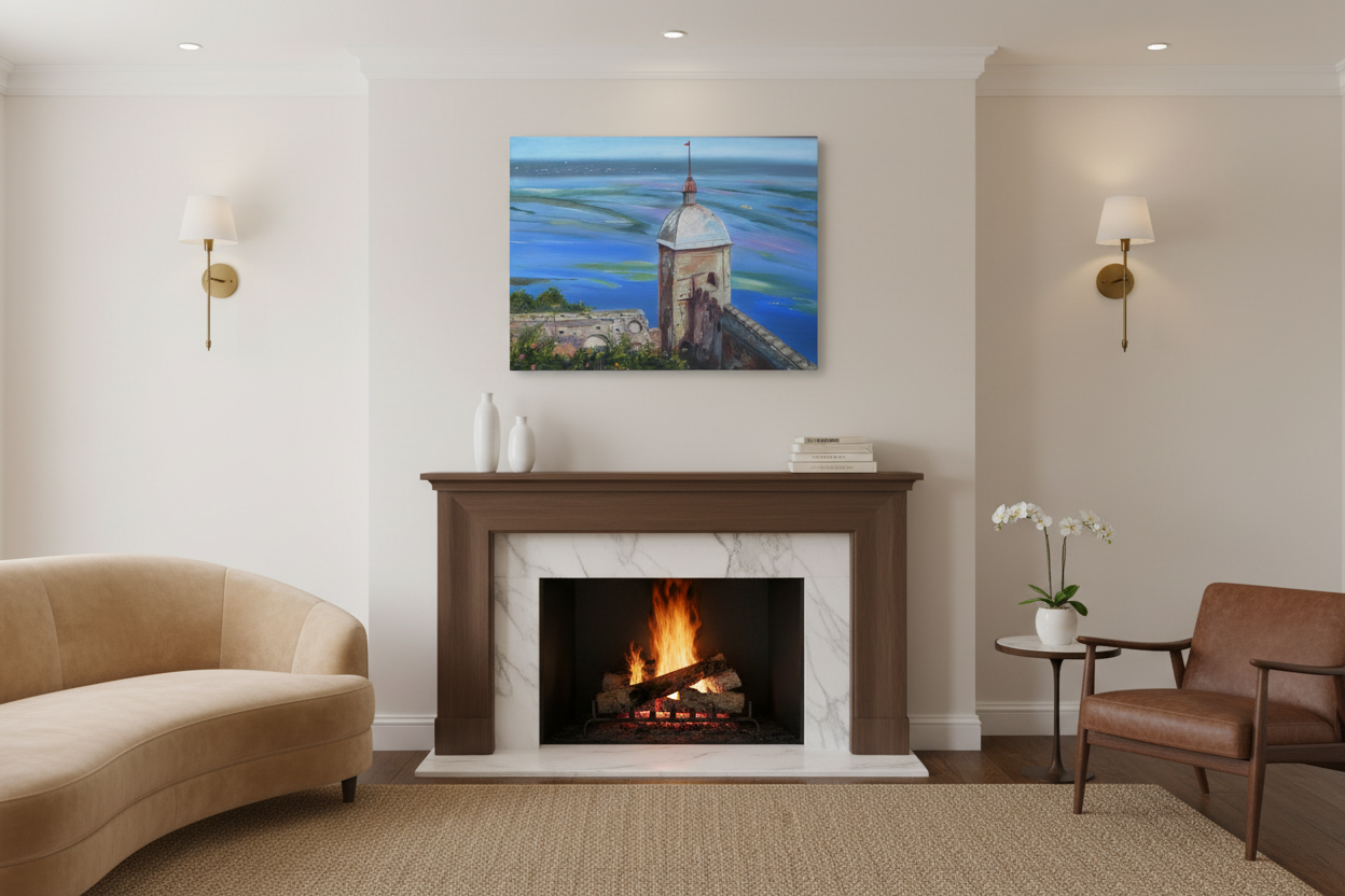 Ukrainian Landscape Above Fireplace