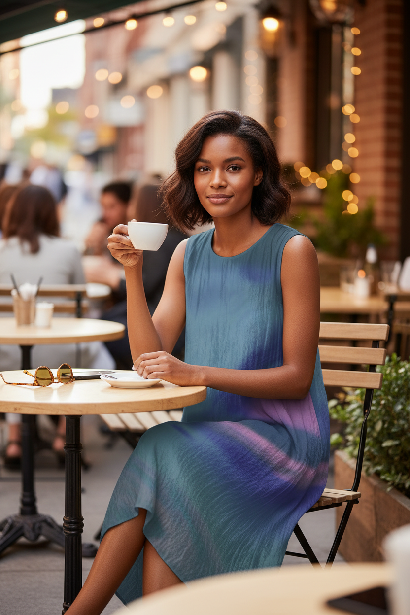 Woman Sitting in Café