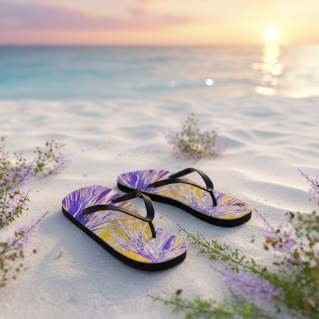 Yellow Lilac Flip Flops