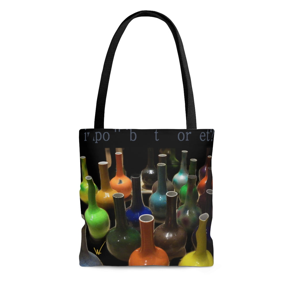 Custom Artwork Tote Bag Black/Red/Yellow/Bottles